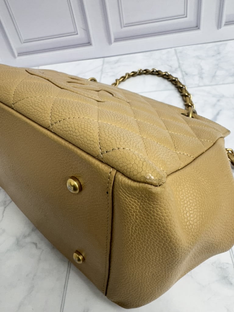 Chanel Tan Caviar Leather Petite Timeless Tote Bag