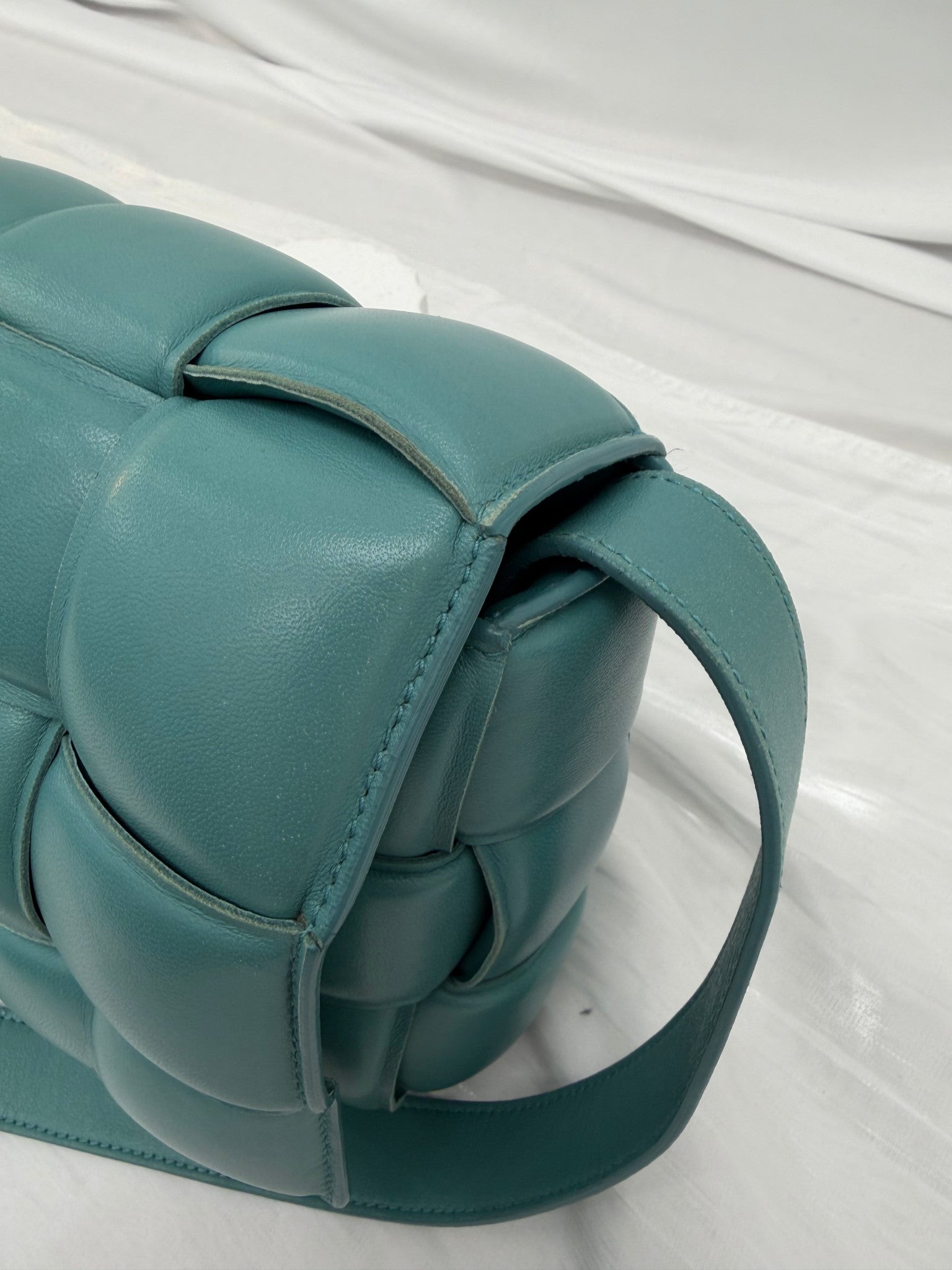 Bottega Veneta Turquoise Padded Leather Cassette Crossbody