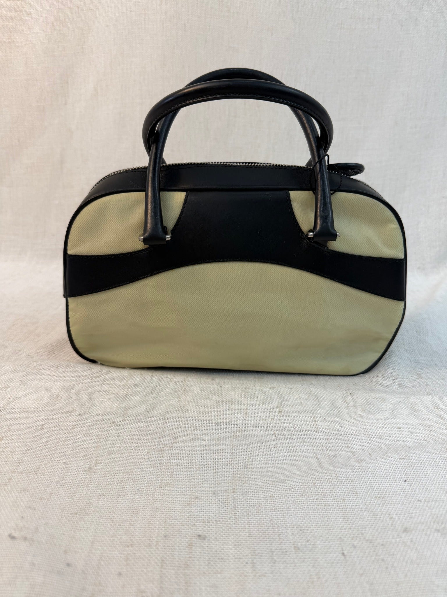 Prada Beige Nylon Small Bowler Bag