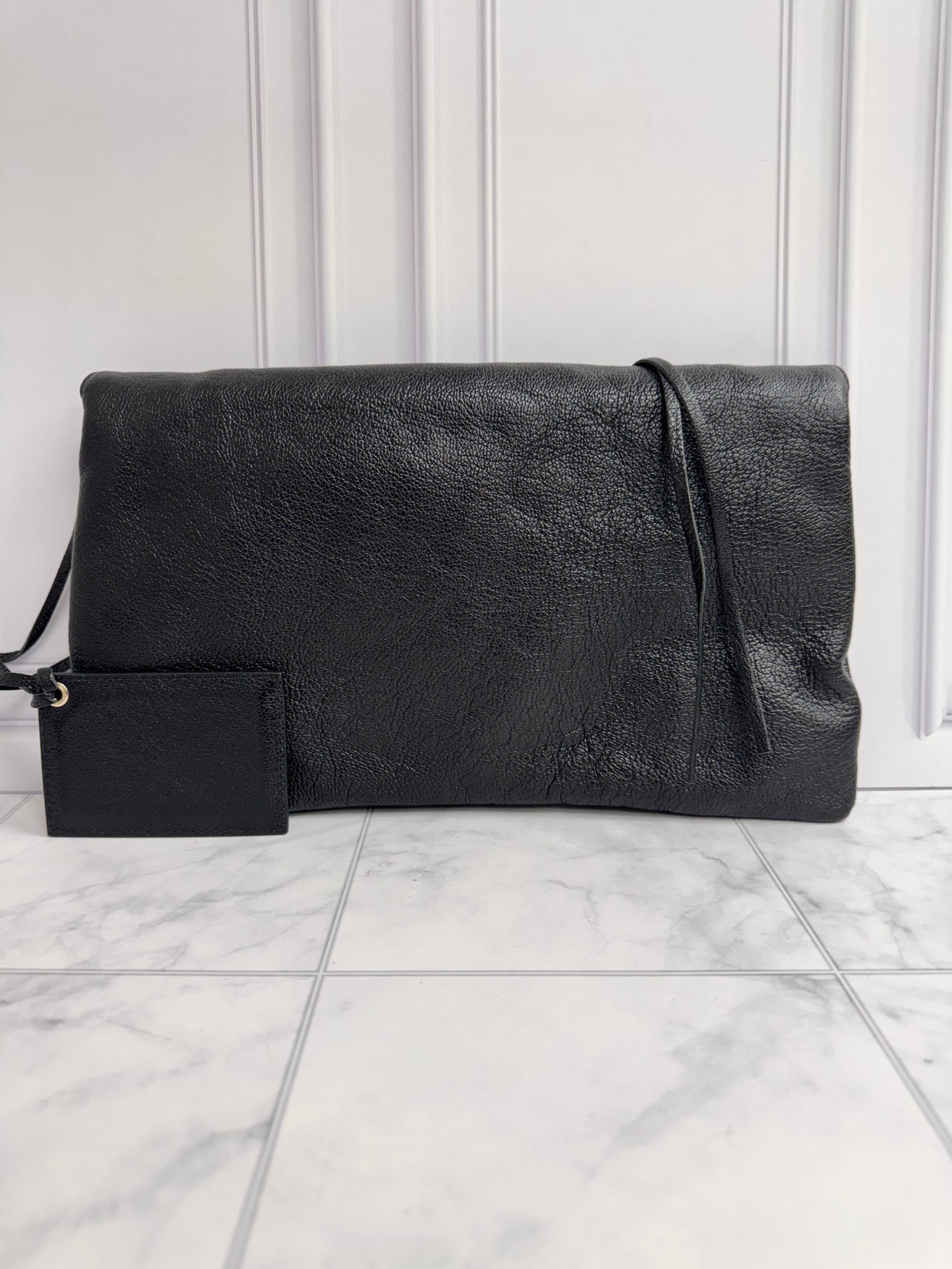 Balenciaga Black Grained Leather Clutch