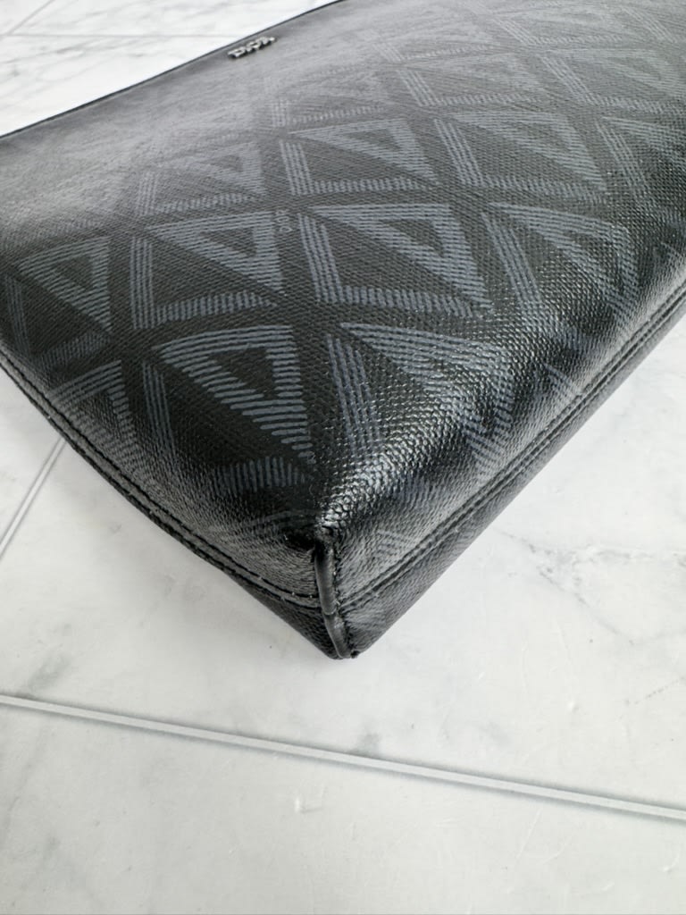 Christian Dior Black CD Diamond Coated Canvas A5 Pouch