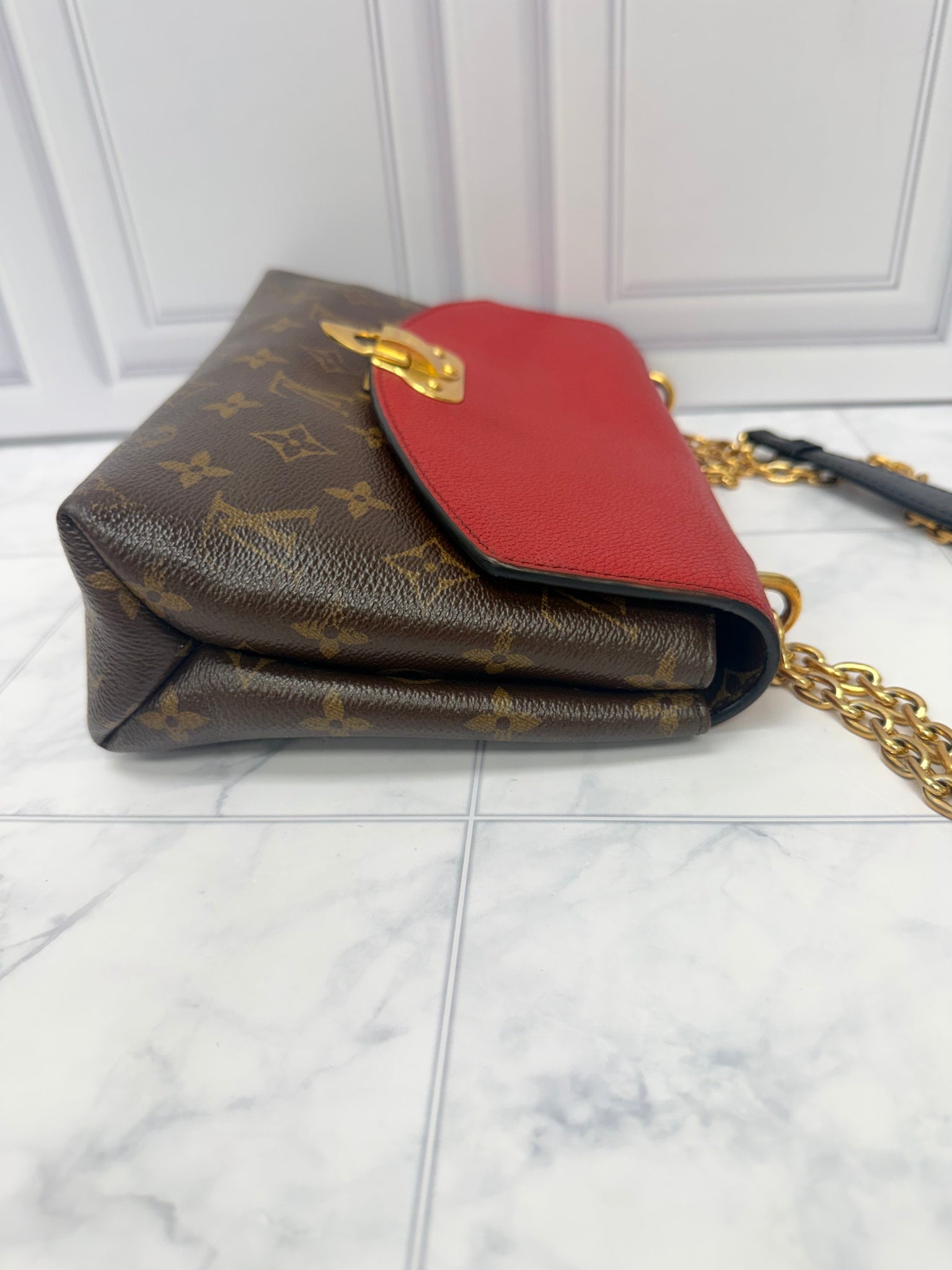 Louis Vuitton Monogram Red Leather Saint Placide Shoulder Bag