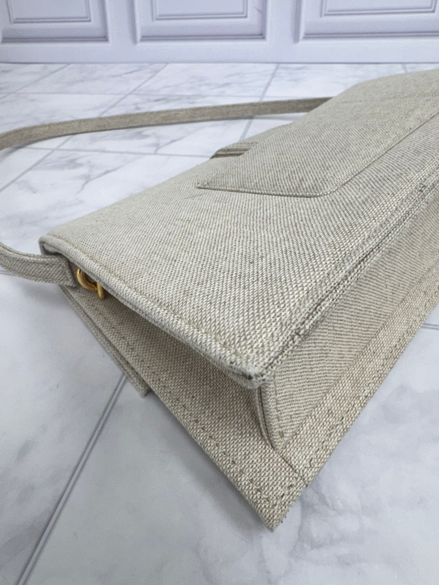 Jacquemus Beige Canvas Le Bambino Long Shoulder Bag
