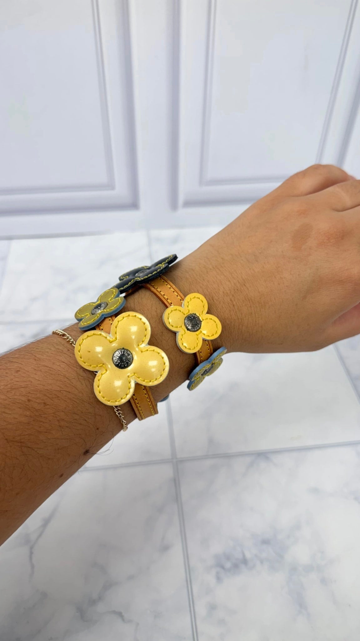 Louis Vuitton Multicolor Leather Lexington Flower Wrap Bracelet