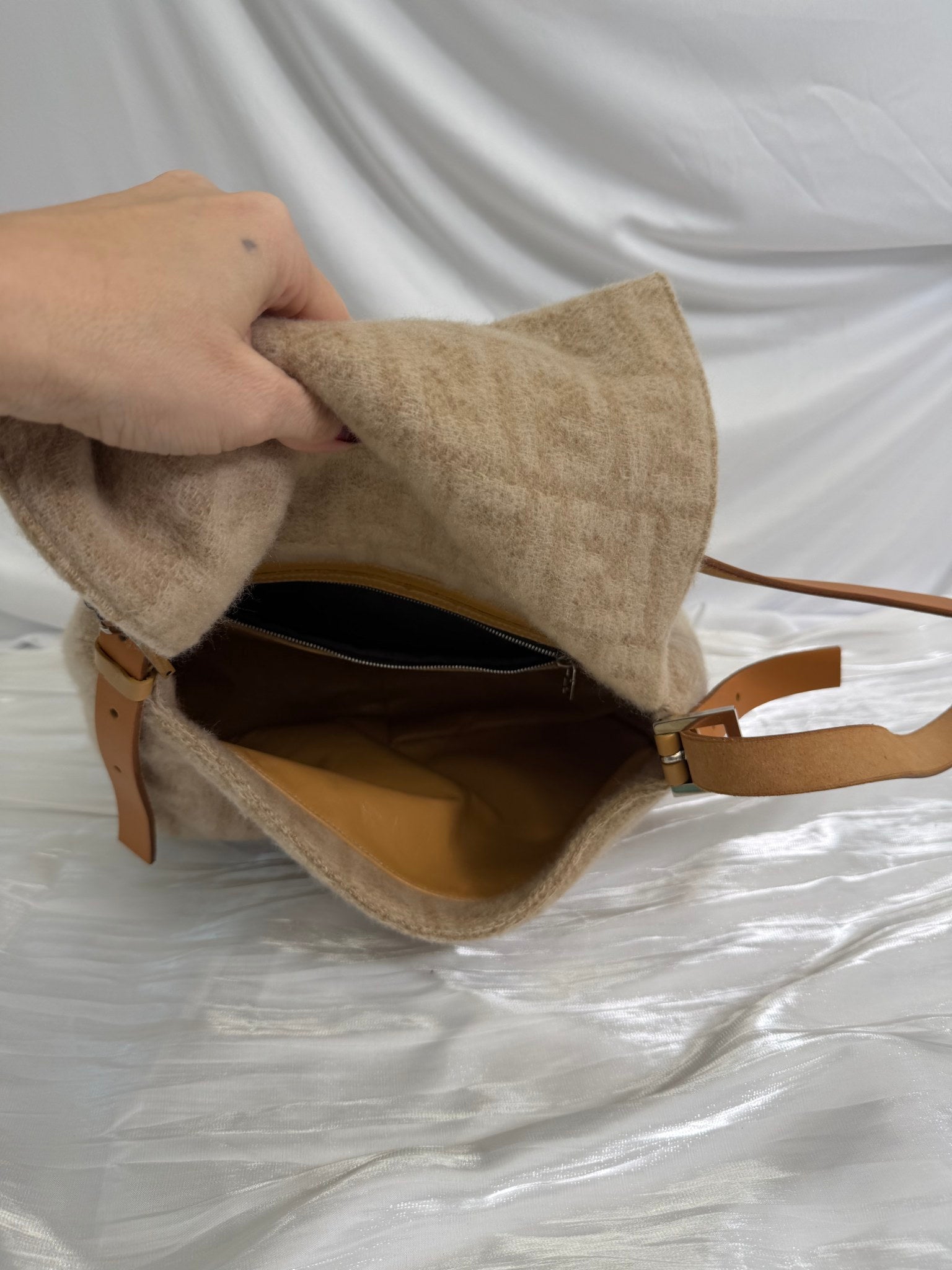 Fendi Beige Wool Mamma Baguette