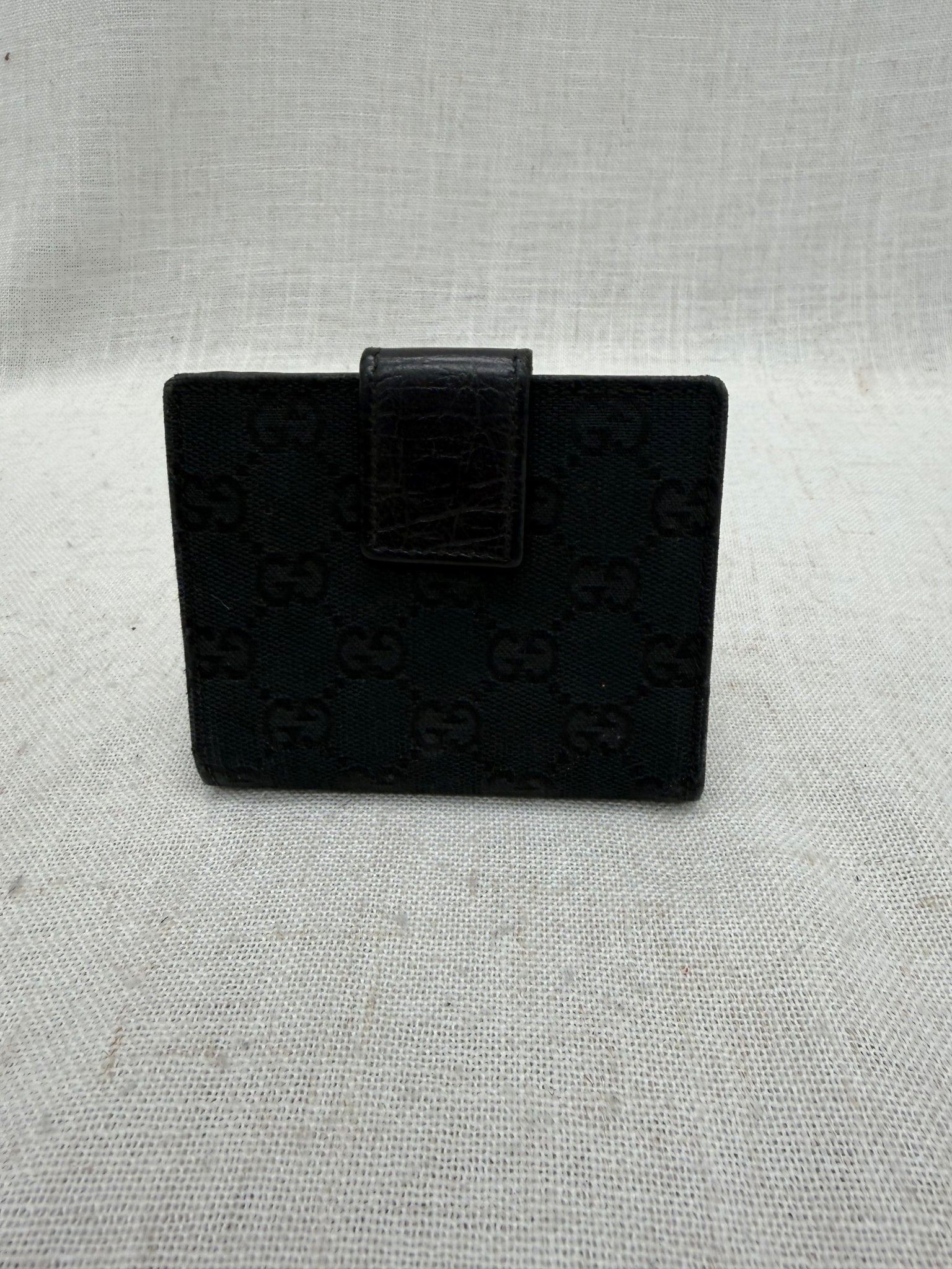 Gucci Black Canvas 1955 Horsebit Compact Wallet