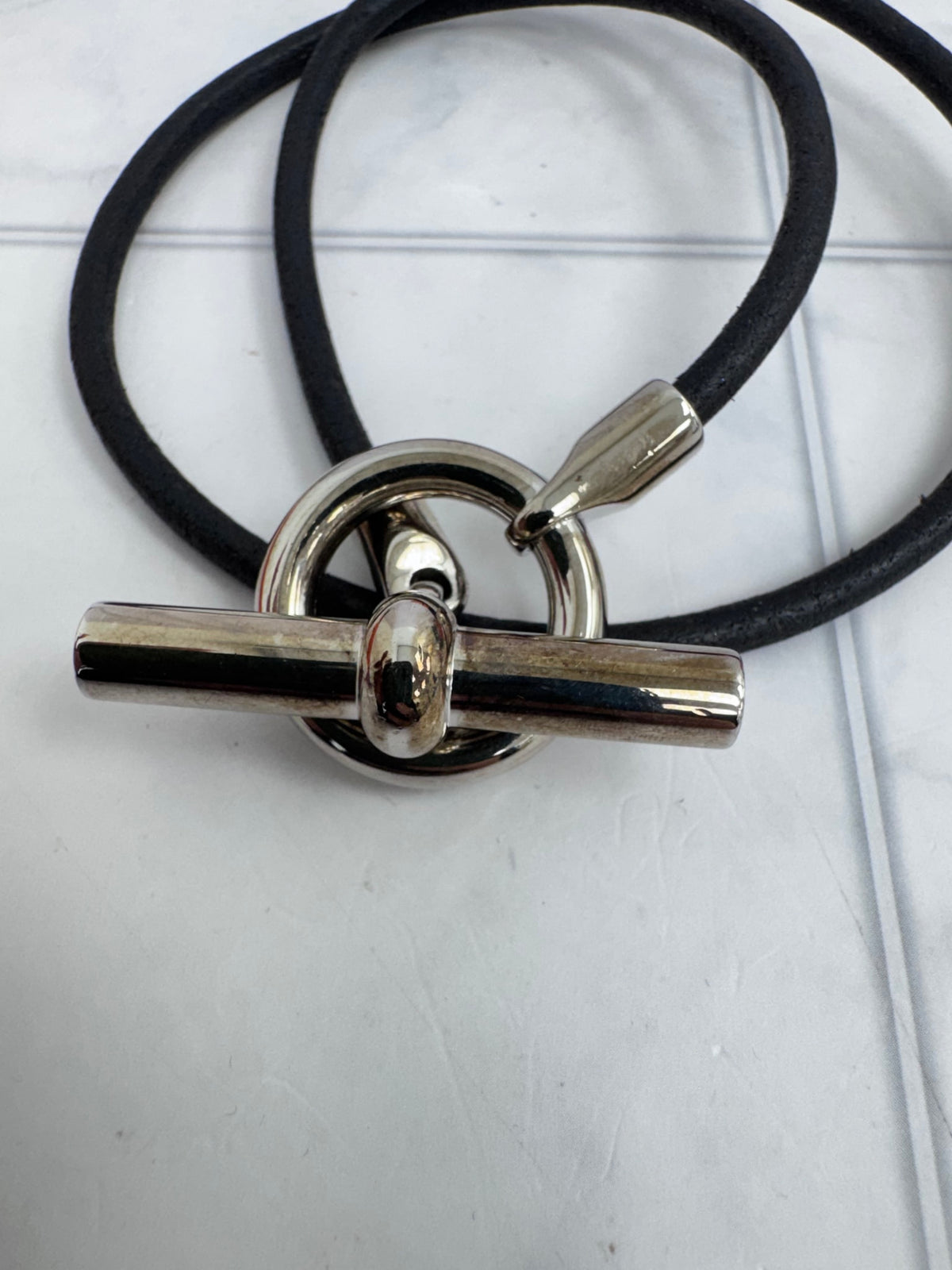 Hermes Black Leather Glenan Choker