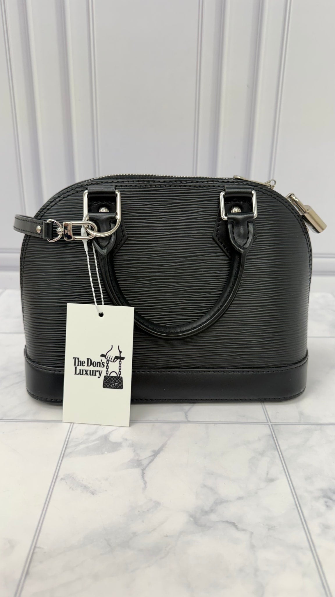 LIKE NEW - Louis Vuitton Black Epi Leather Alma BB Handbag