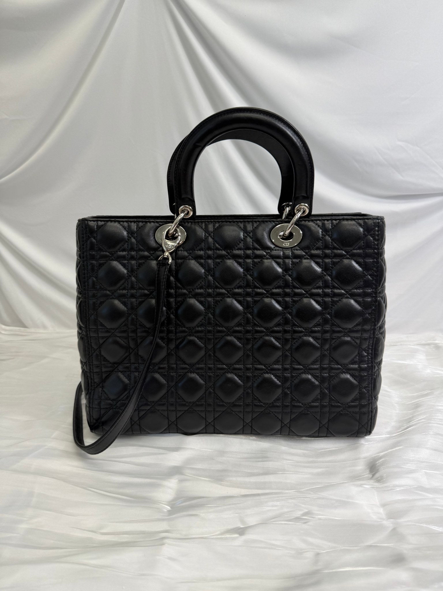 Christian Dior Black Cannage Lambskin Large Lady Dior