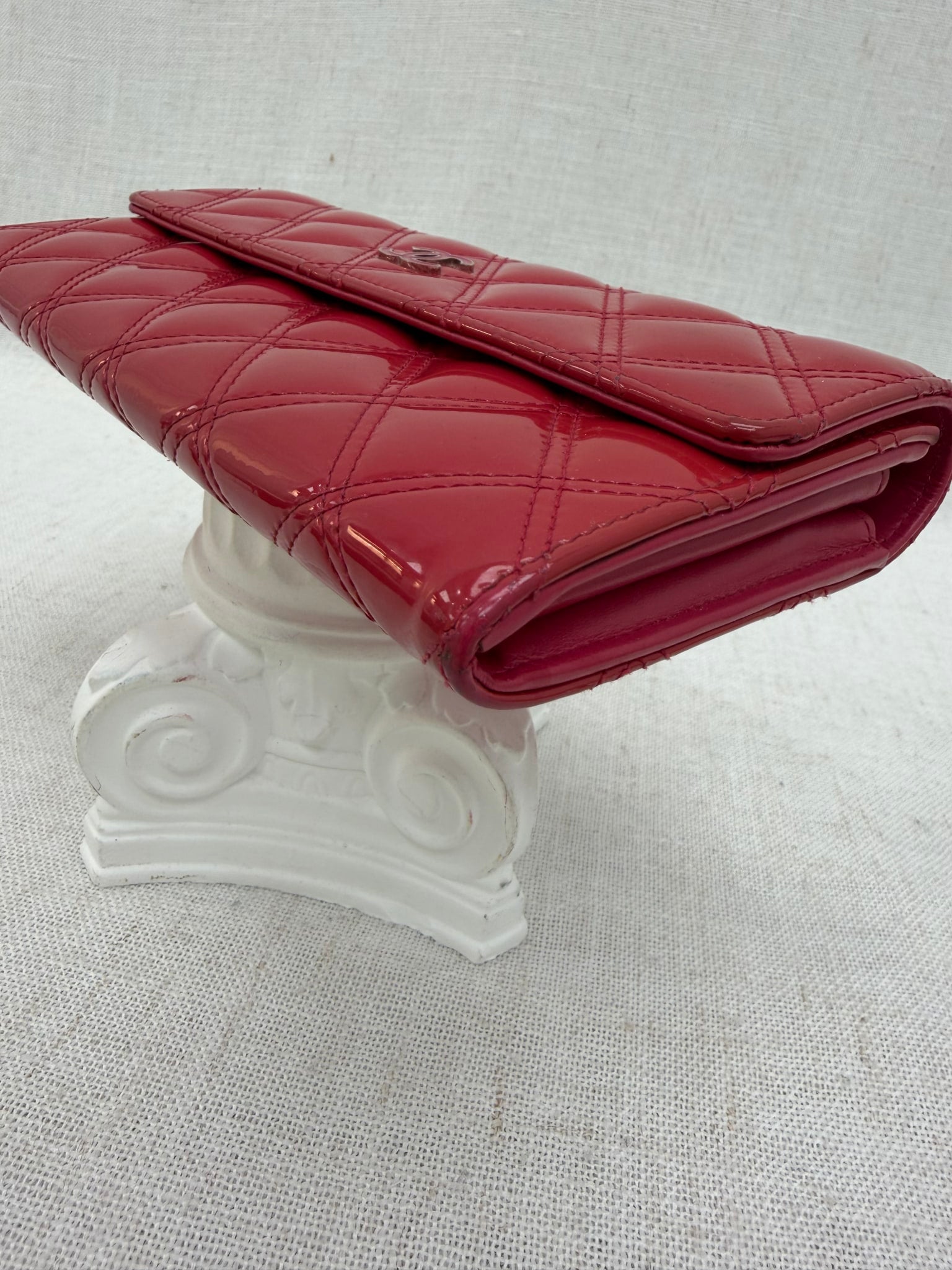 Chanel Pink Quilted Patent Leather Long Wallet