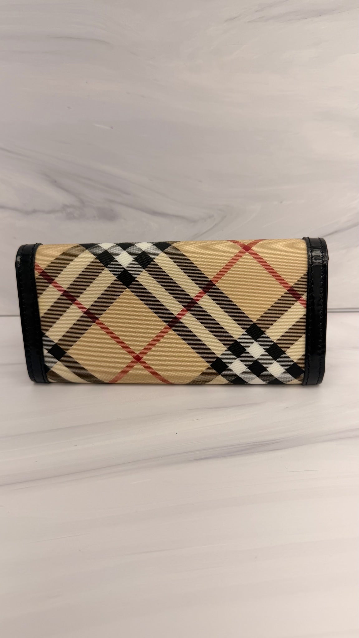 BRAND NEW - Burberry Beige Coated Canvas Nova Check Long Wallet