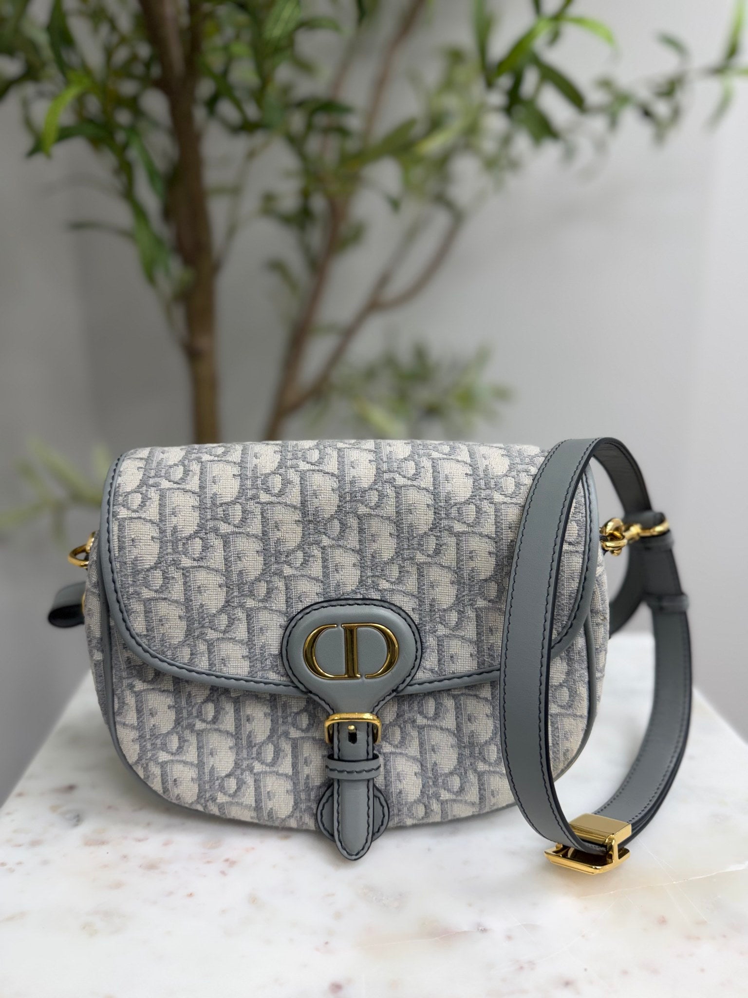Christian Dior Grey Oblique Jacquard Medium Bobby Handbag
