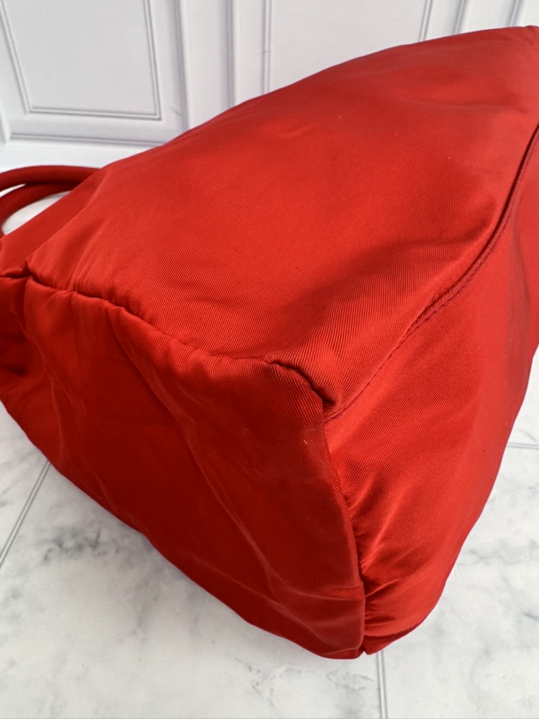 Prada Red Nylon Top Handle Bag
