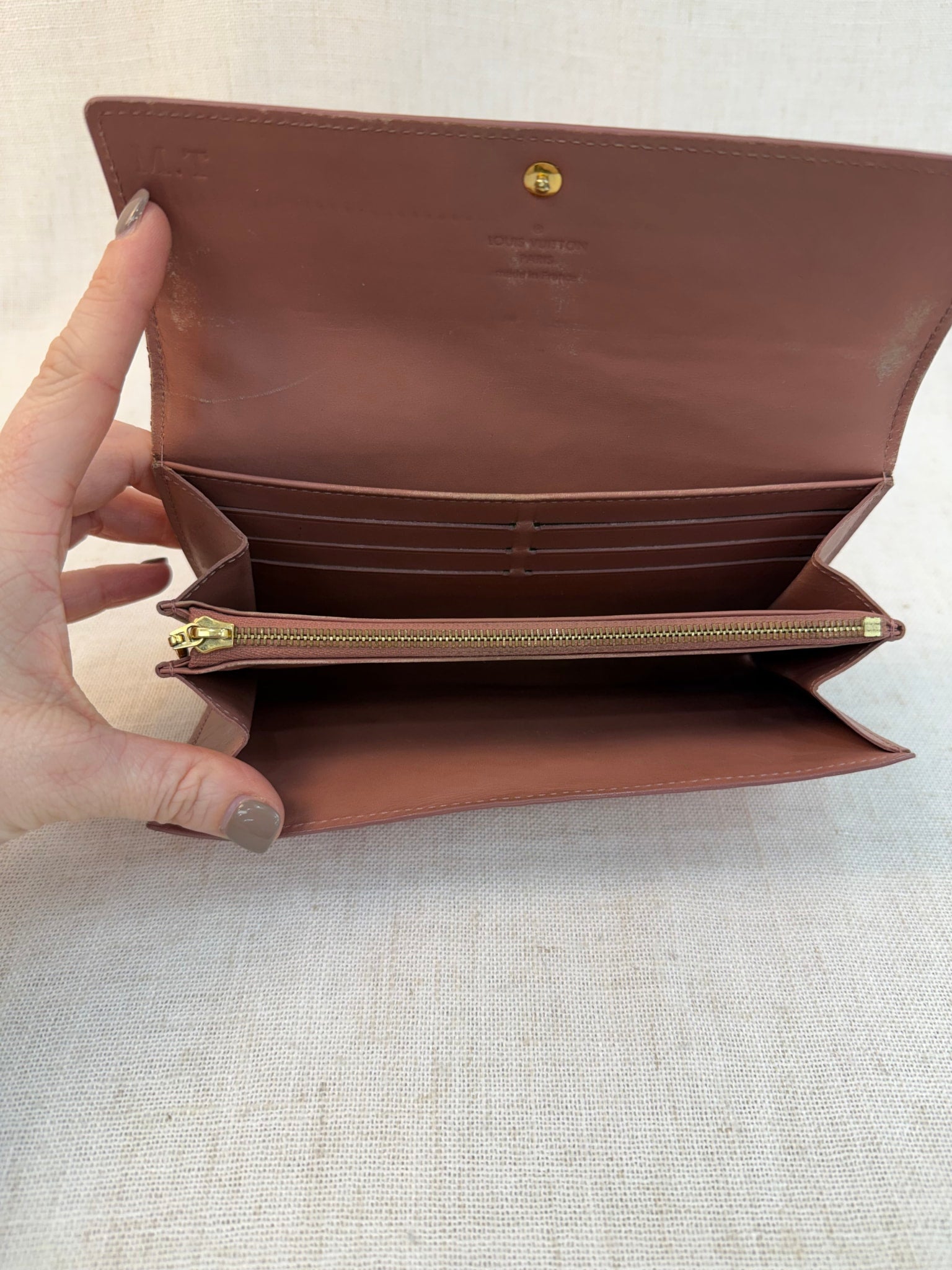 Louis Vuitton Limited Edition Rose Velours Vernis Leather Ikat Sarah Wallet