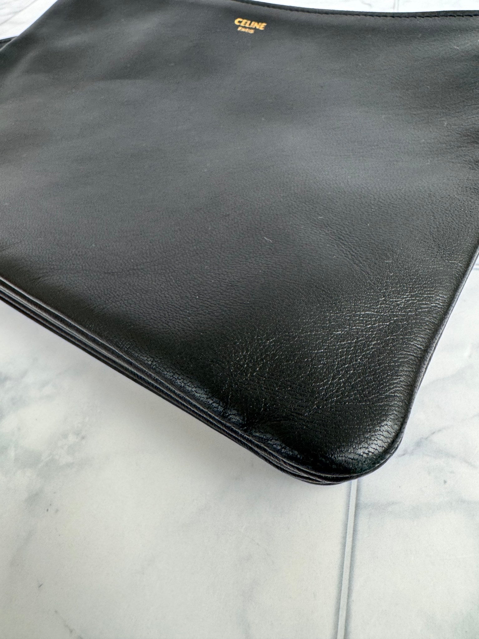 Celine Black Leather Triple Pochette Crossbody Bag