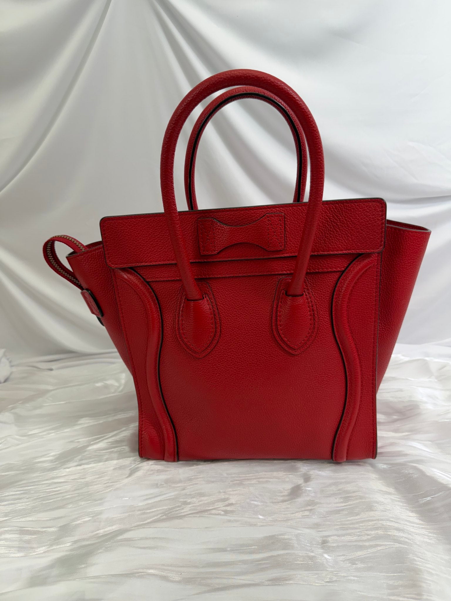 Celine Red Leather Micro Luggage Tote