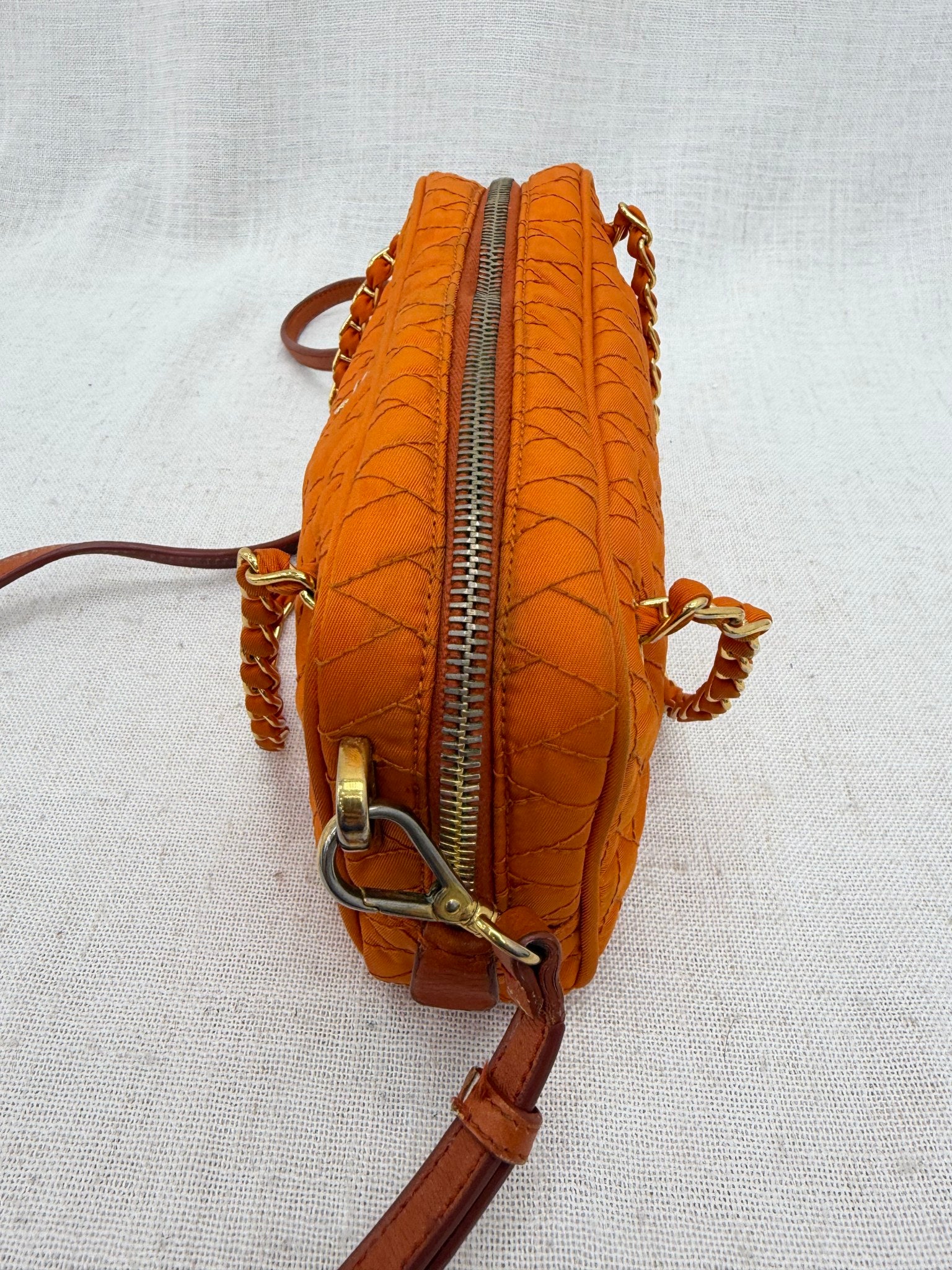 Prada Orange Quilted Nylon 2Way Crossbody