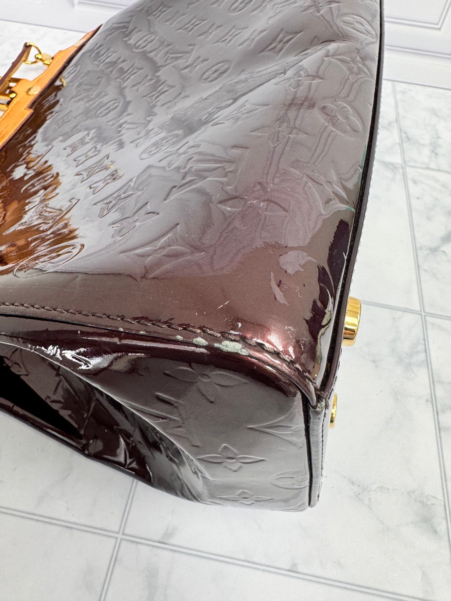 Louis Vuitton Burgundy Vernis Monogram Brea GM