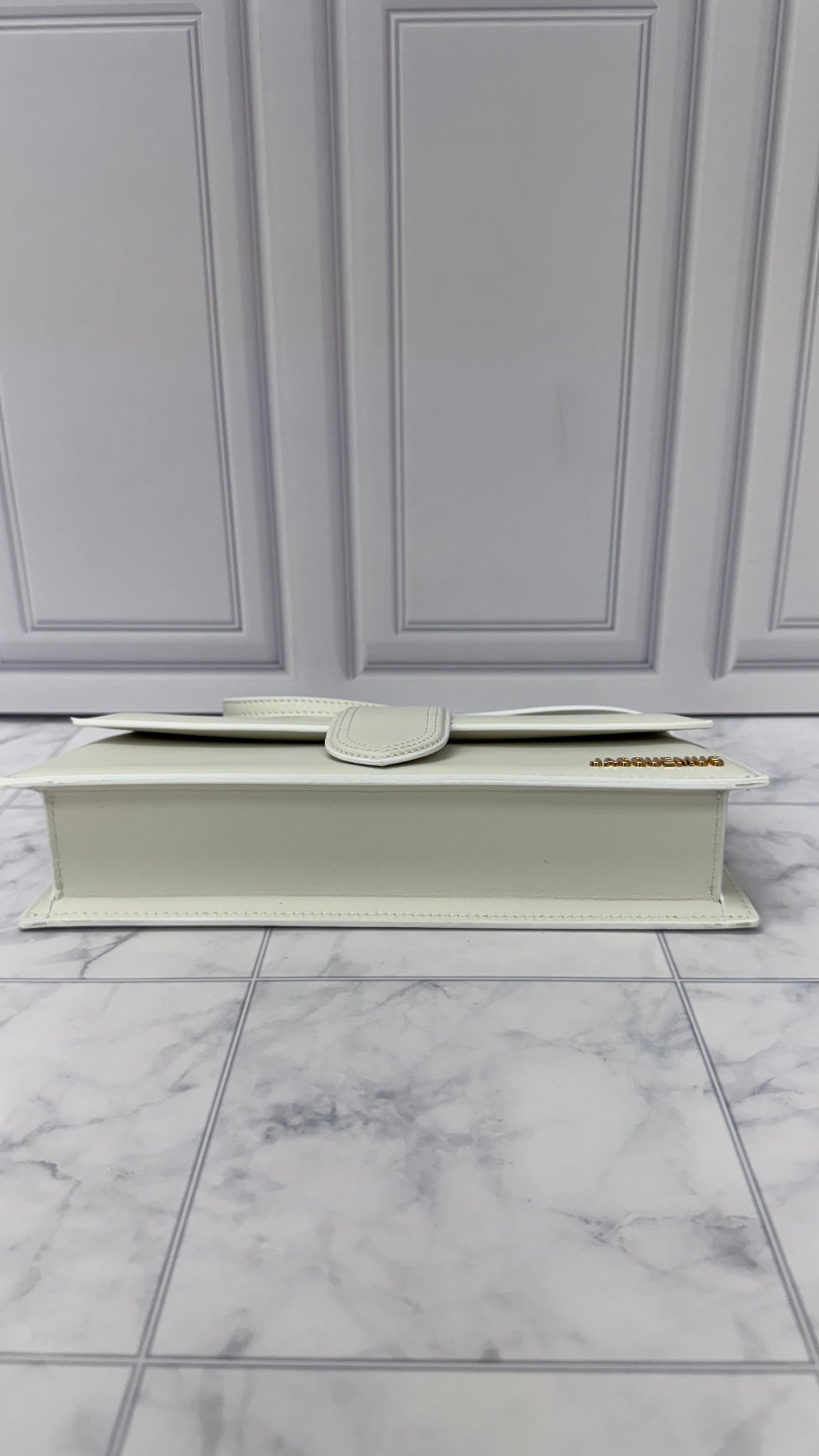 BRAND NEW - Jacquemus White Leather Le Bambino Long Shoulder Bag