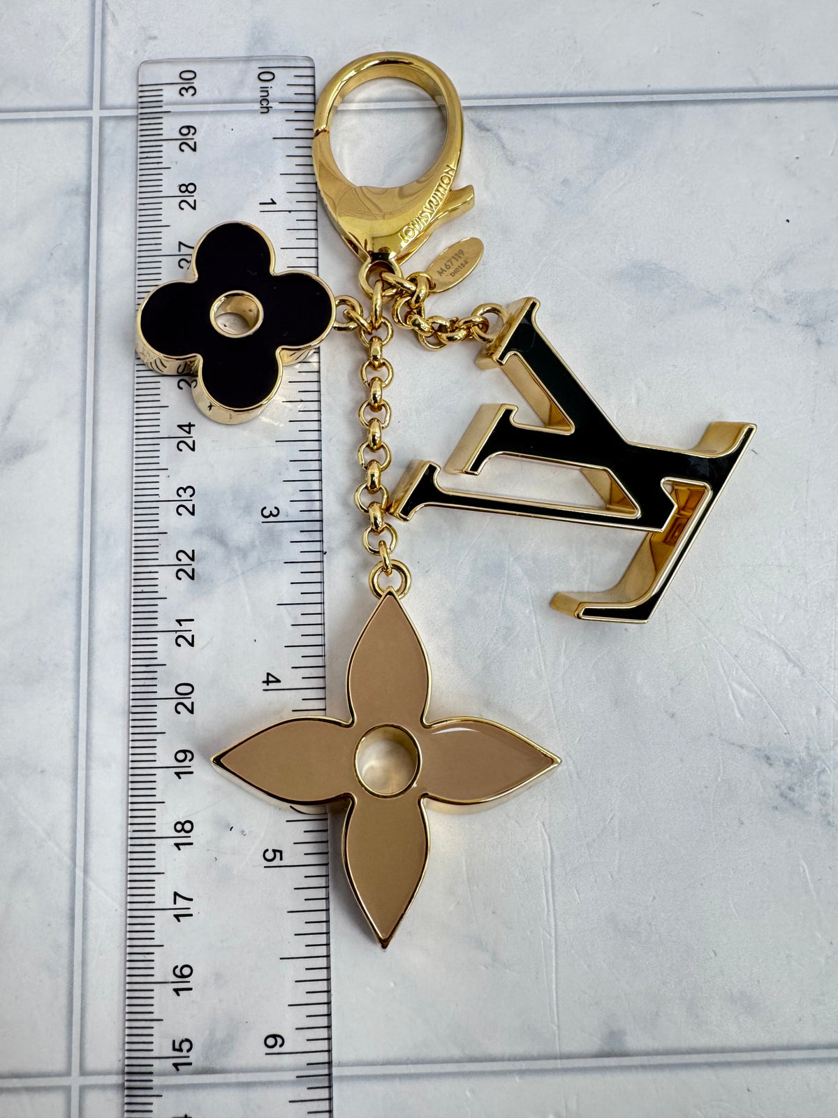 Louis Vuitton Gold Tone Fleur De Monogram Bag Charm & Key Holder