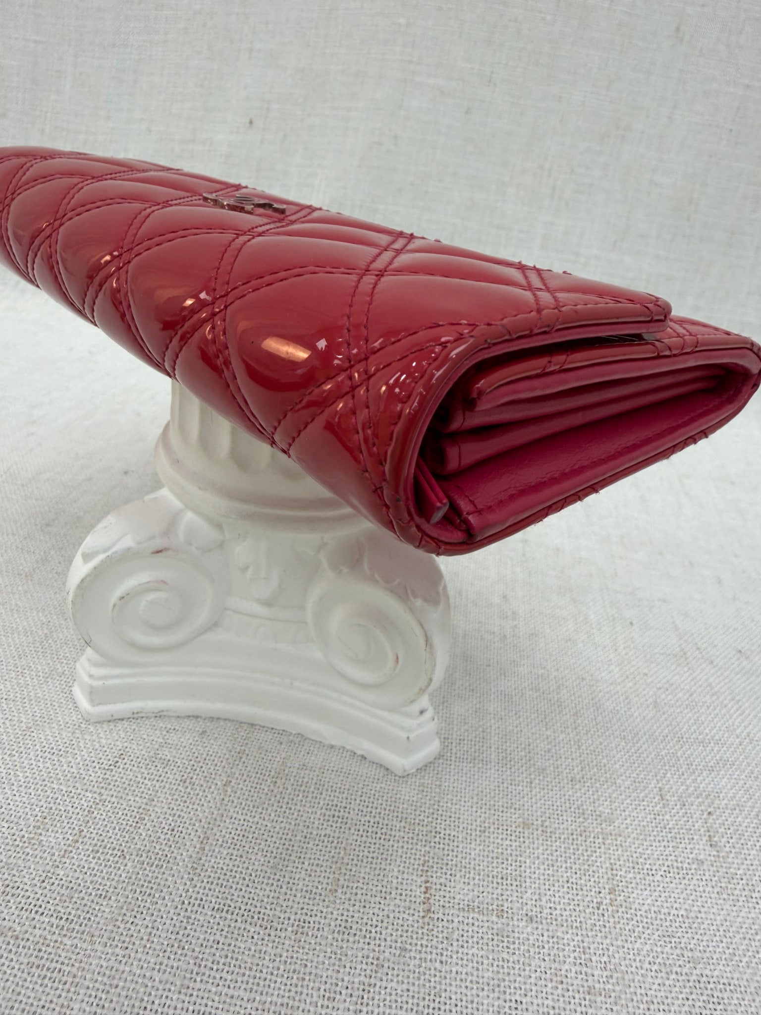 Chanel Pink Quilted Patent Leather Long Wallet