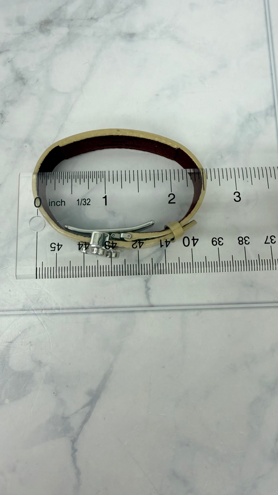 LIKE NEW - Louis Vuitton Cream Leather Wish Bracelet