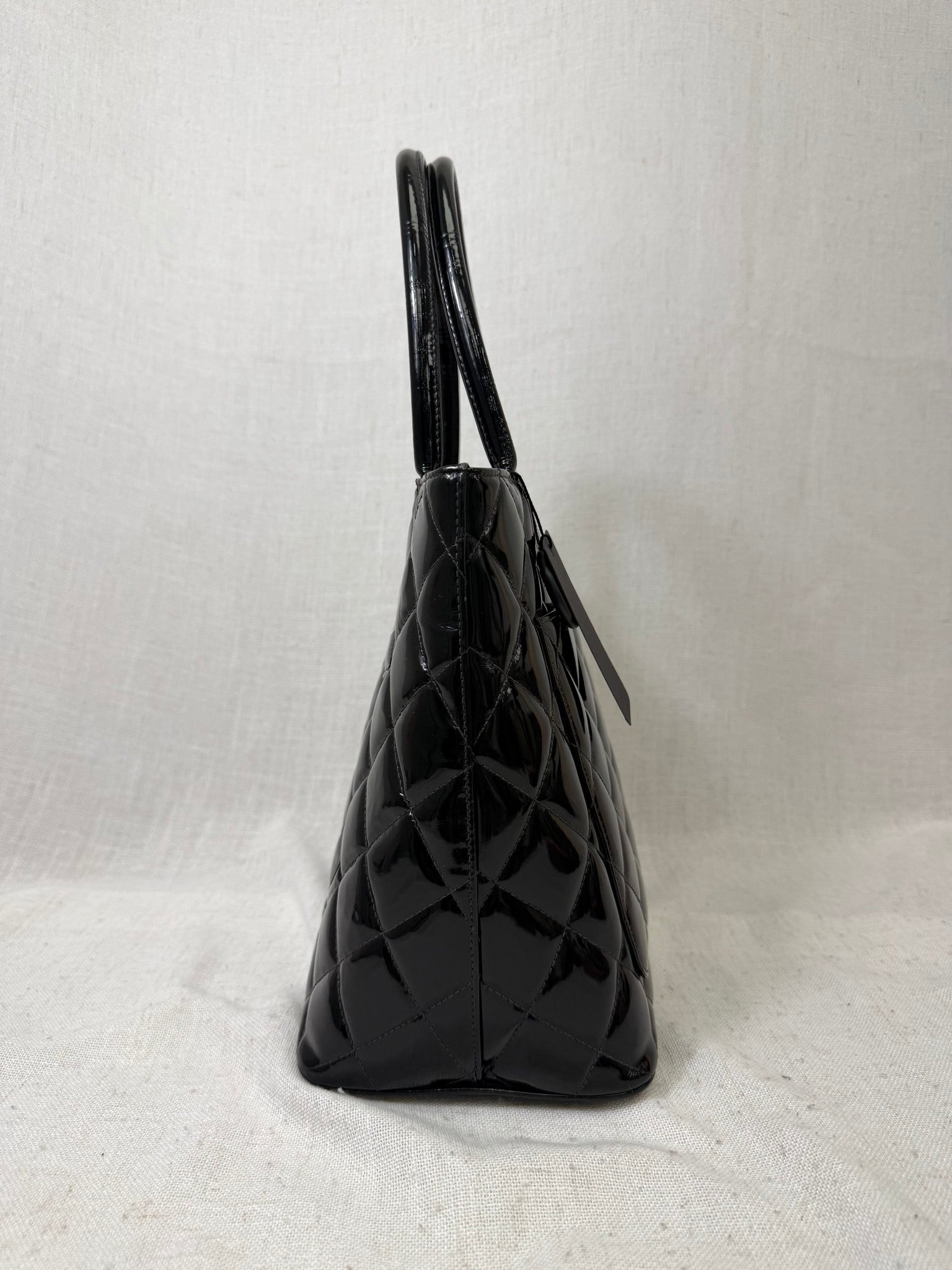 Chanel Black Patent Medallion Tote