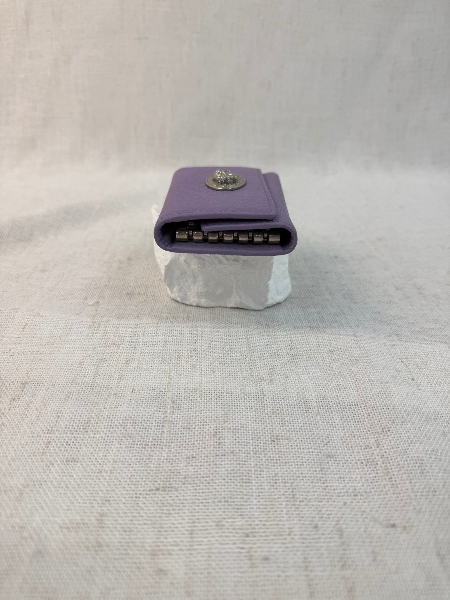 Versace Lavender Leather Medusa Head 6 Ring Key Holder