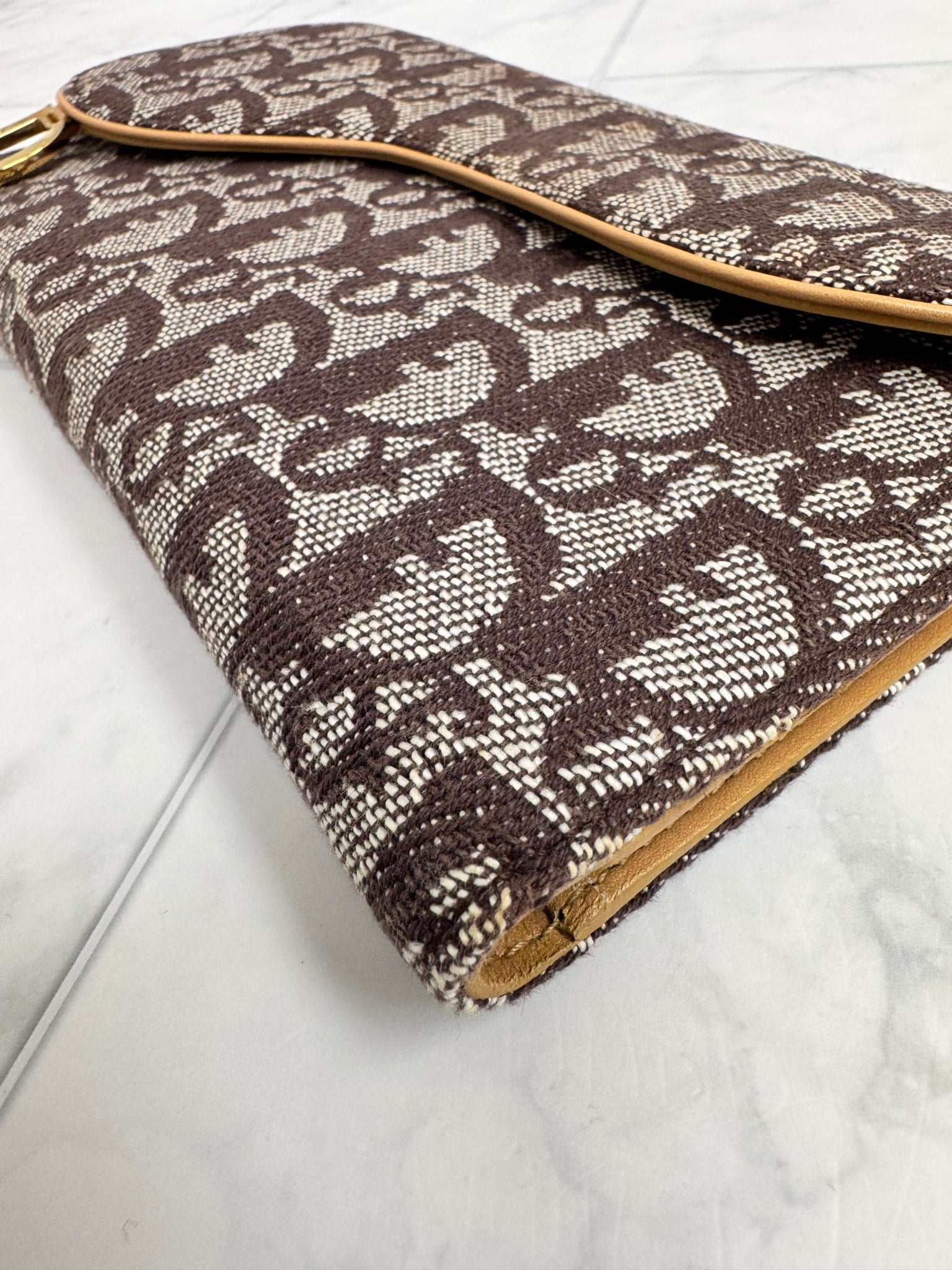 Christian Dior Brown Monogram Canvas Saddle Flap Long Wallet