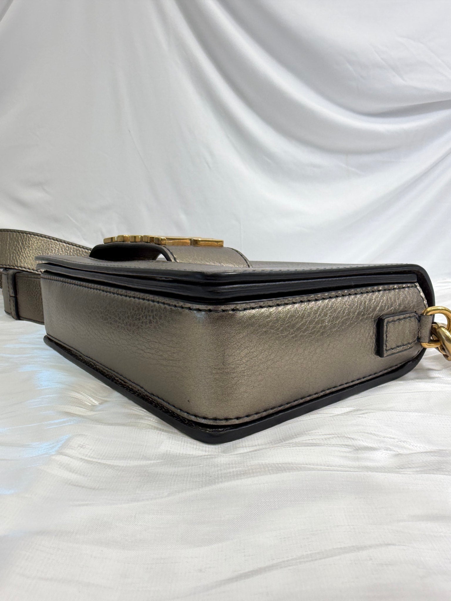 Christian Dior Metallic Bronze Grained Calfskin Crossbody