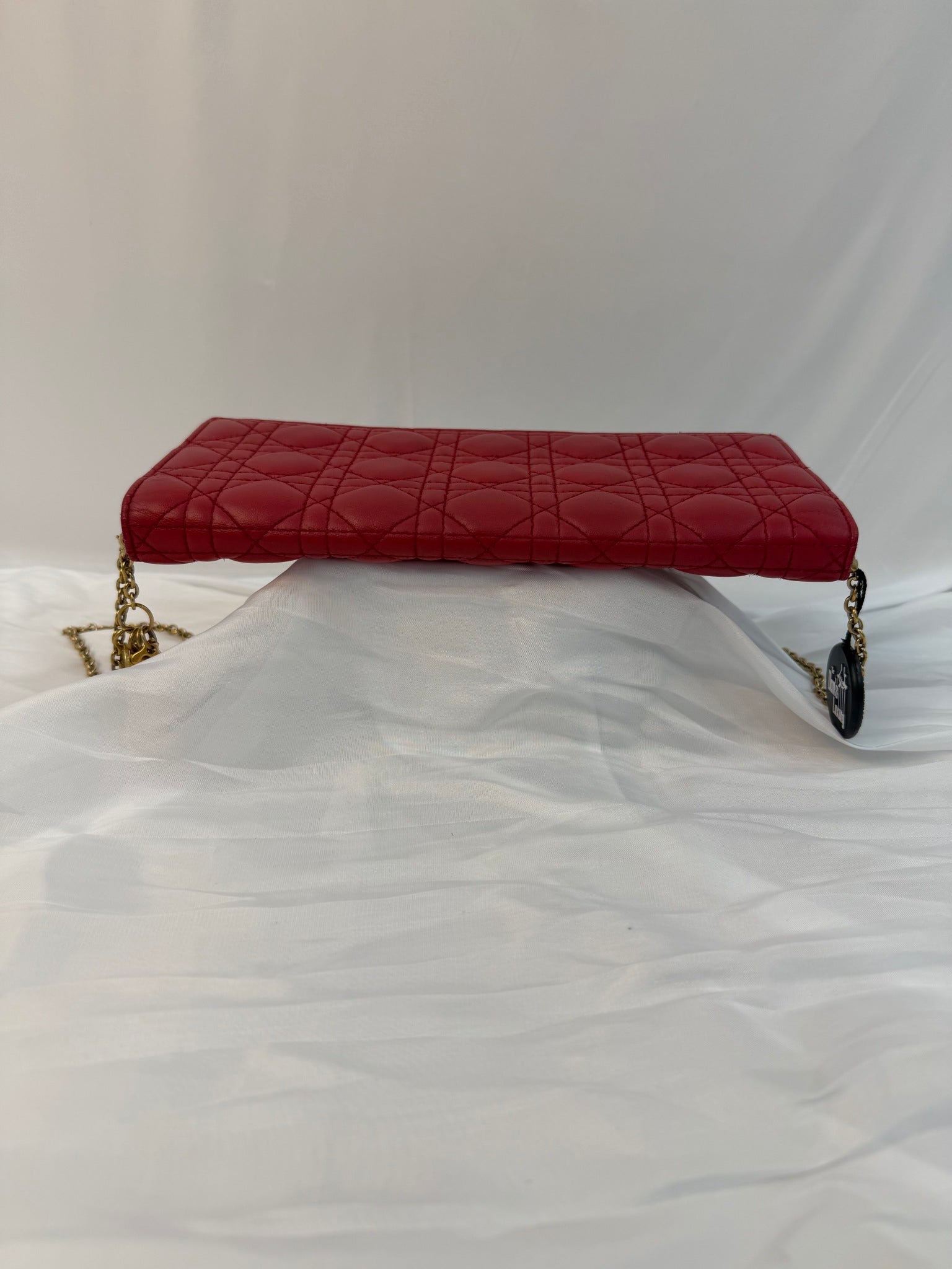 Christian Dior Red Leather Voyageur Wallet On Chain