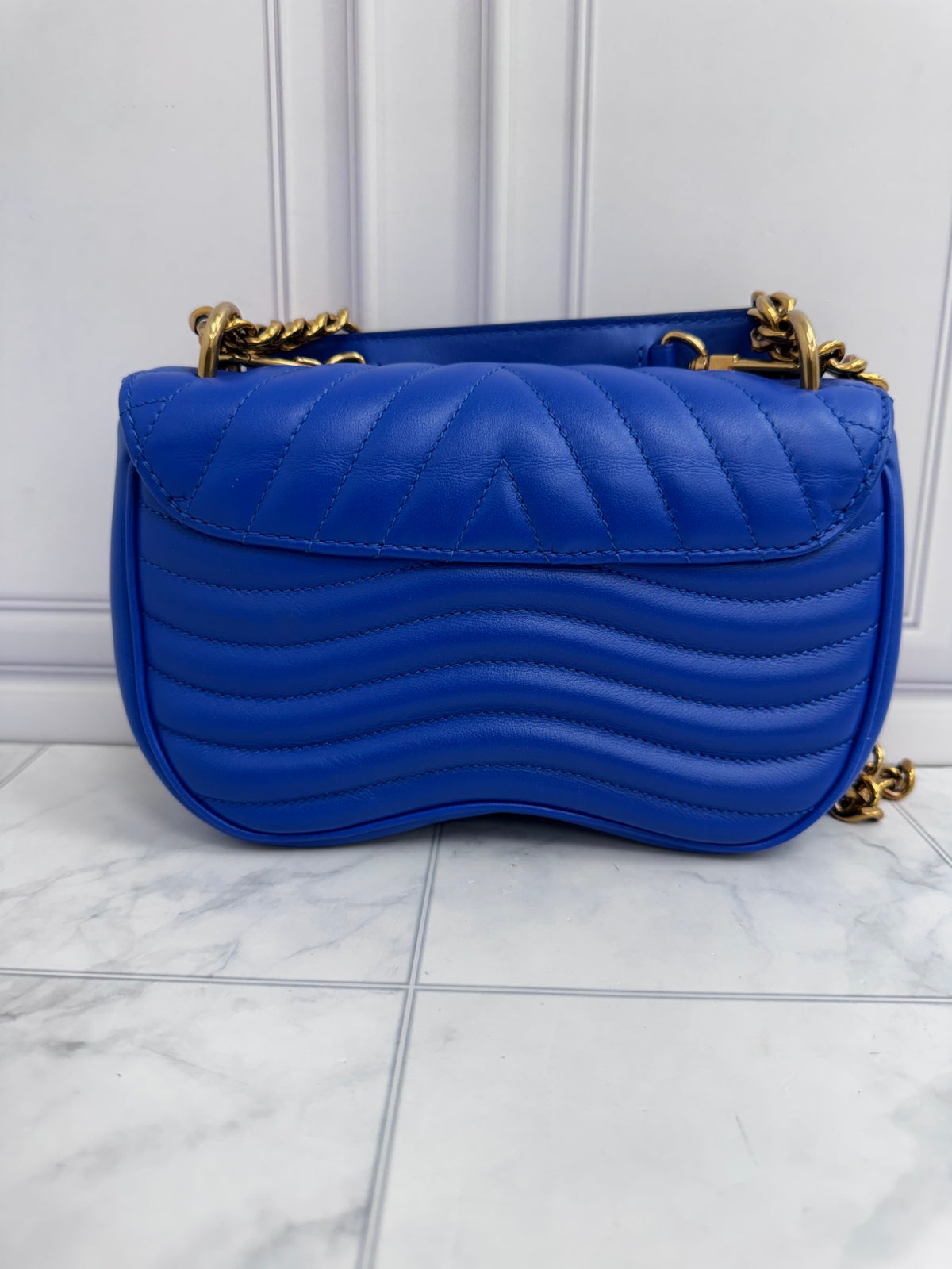 LIKE NEW - Louis Vuitton Blue Quilted Leather New Wave Bag PM