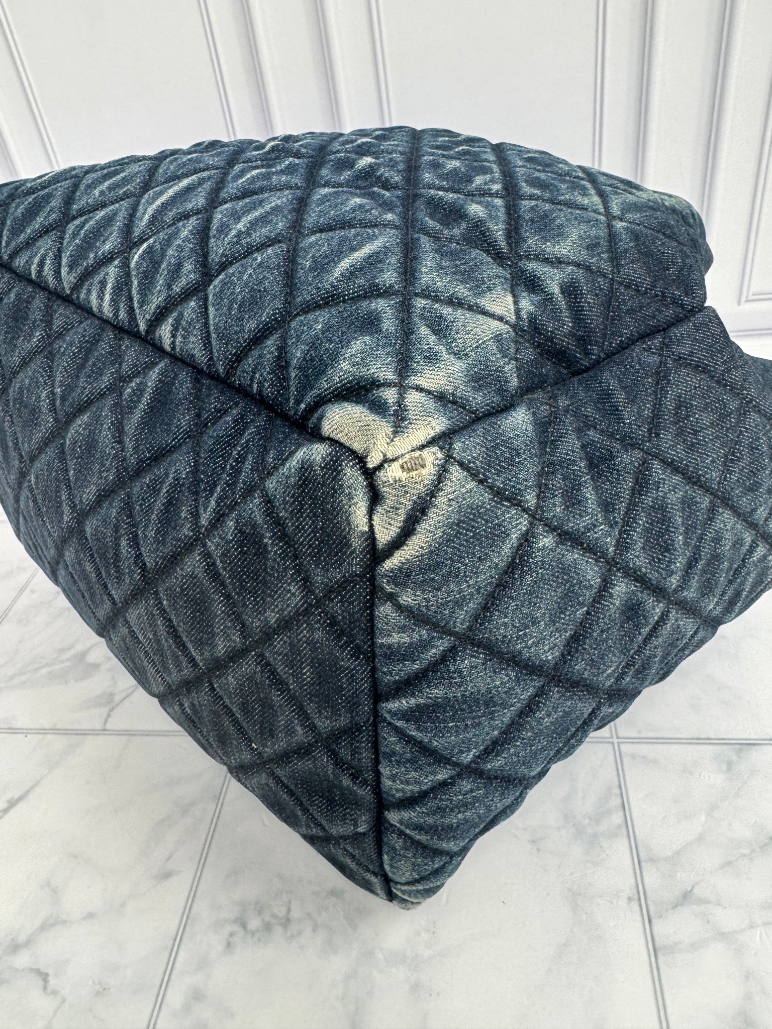 Chanel Quilted Denim Drawstring Bucket Bag