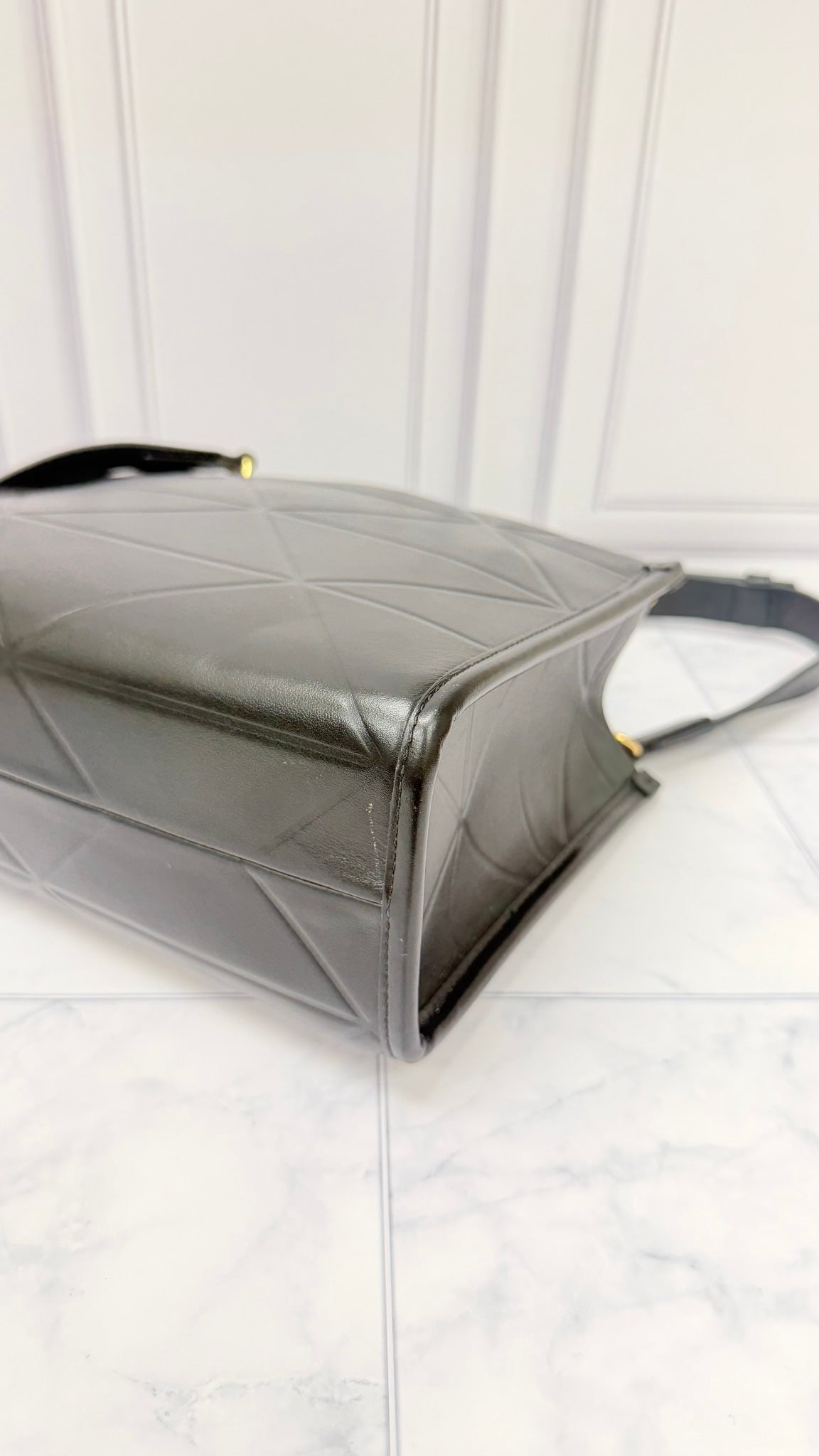 Prada Black Leather Symbole Embossed Tote Bag