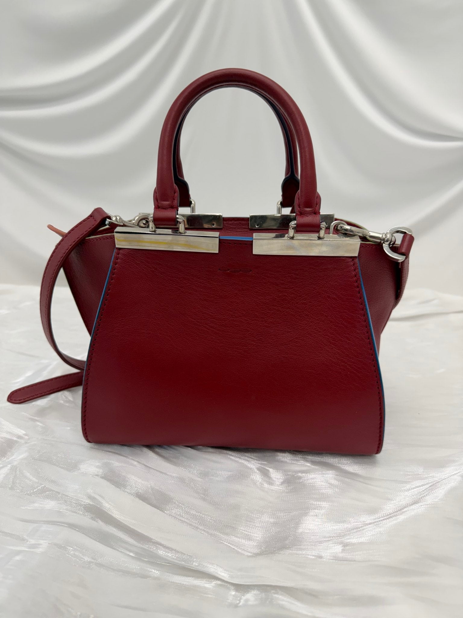 Fendi Burgundy Leather Mini 3Jours 2Way Tote