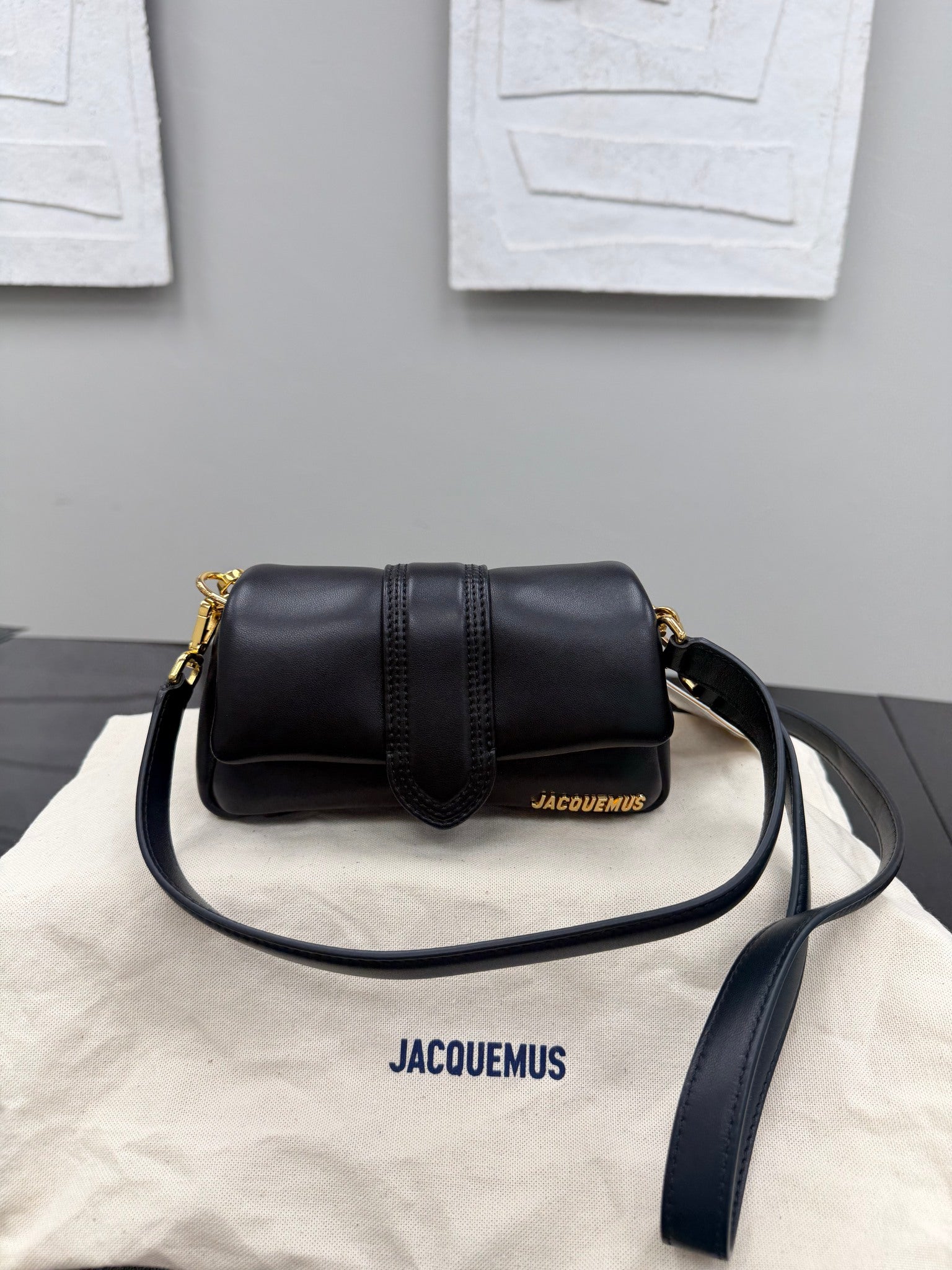 BRAND NEW - Jacquemus Black Lambskin Leather Le Petit Bambimou Bag