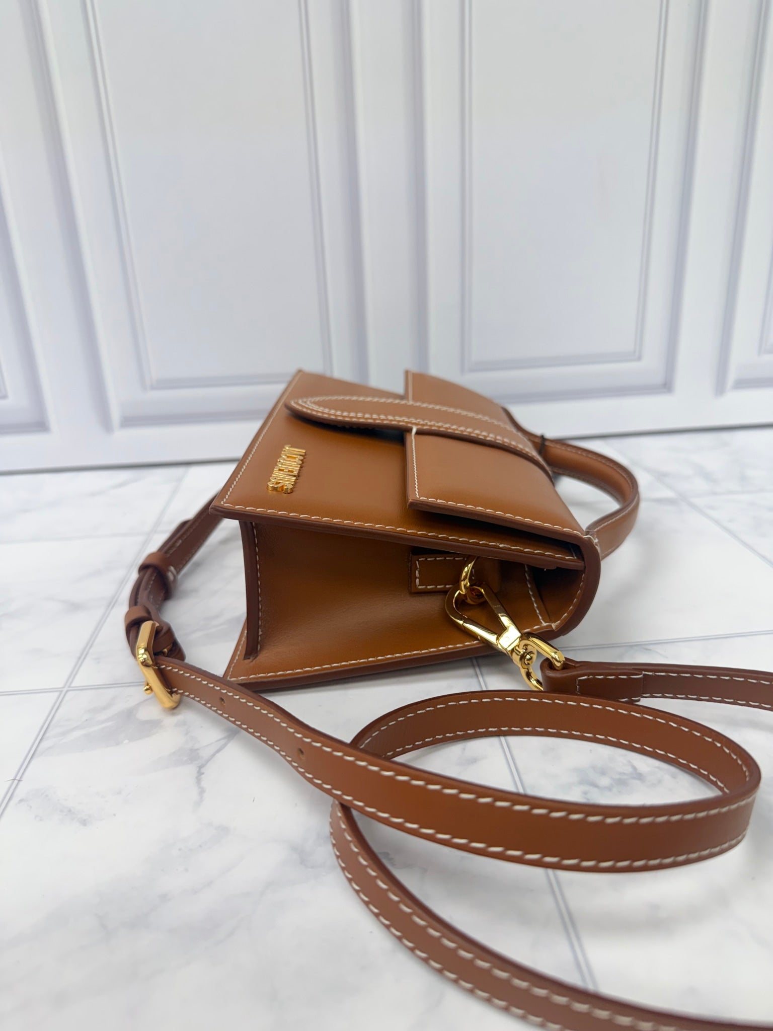 BRAND NEW - Jacquemus Light Brown Leather Le Grand Bambino 2Way Handbag