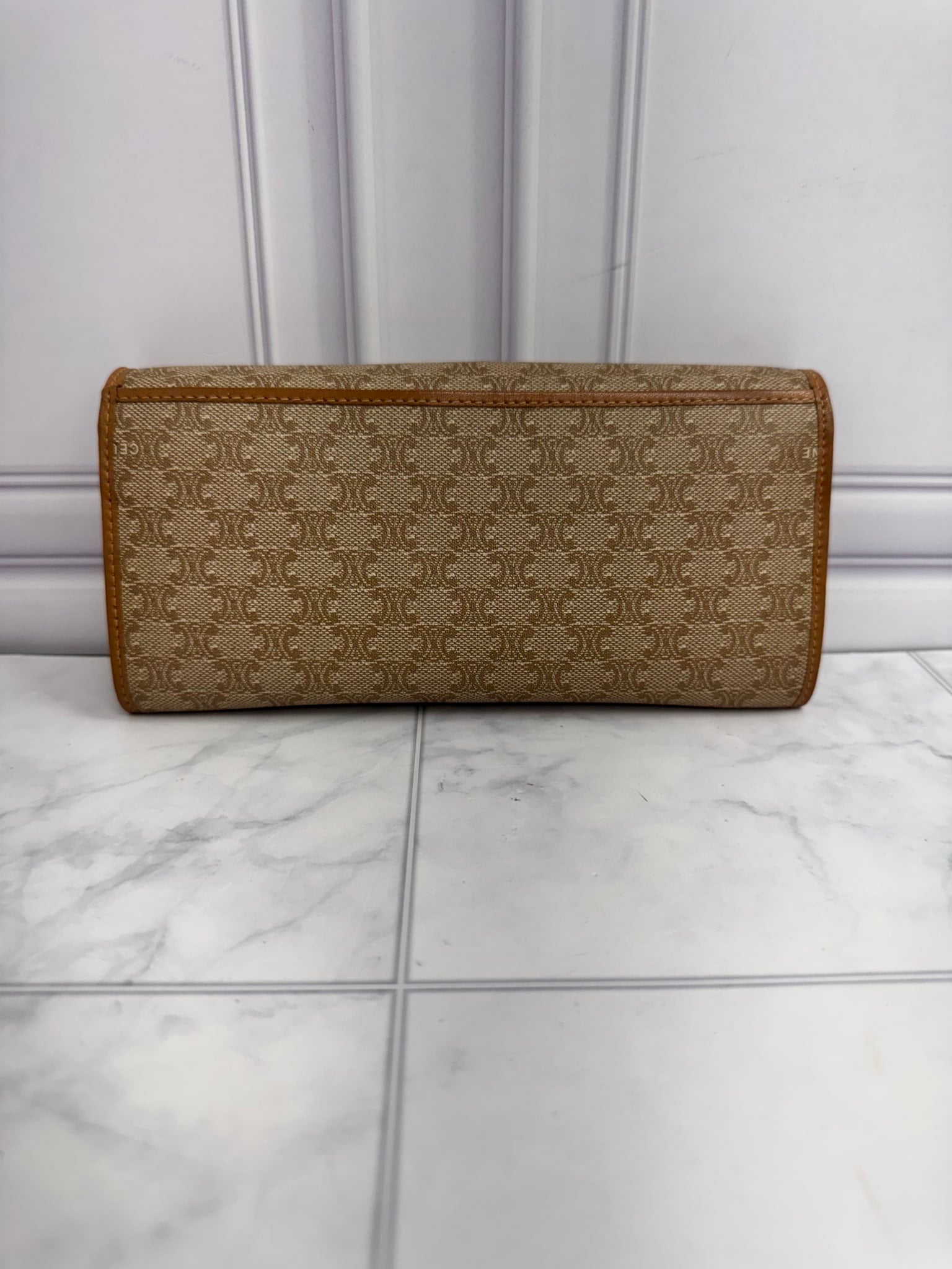 Celine Light Brown Macadam Coated Canvas Long Wallet