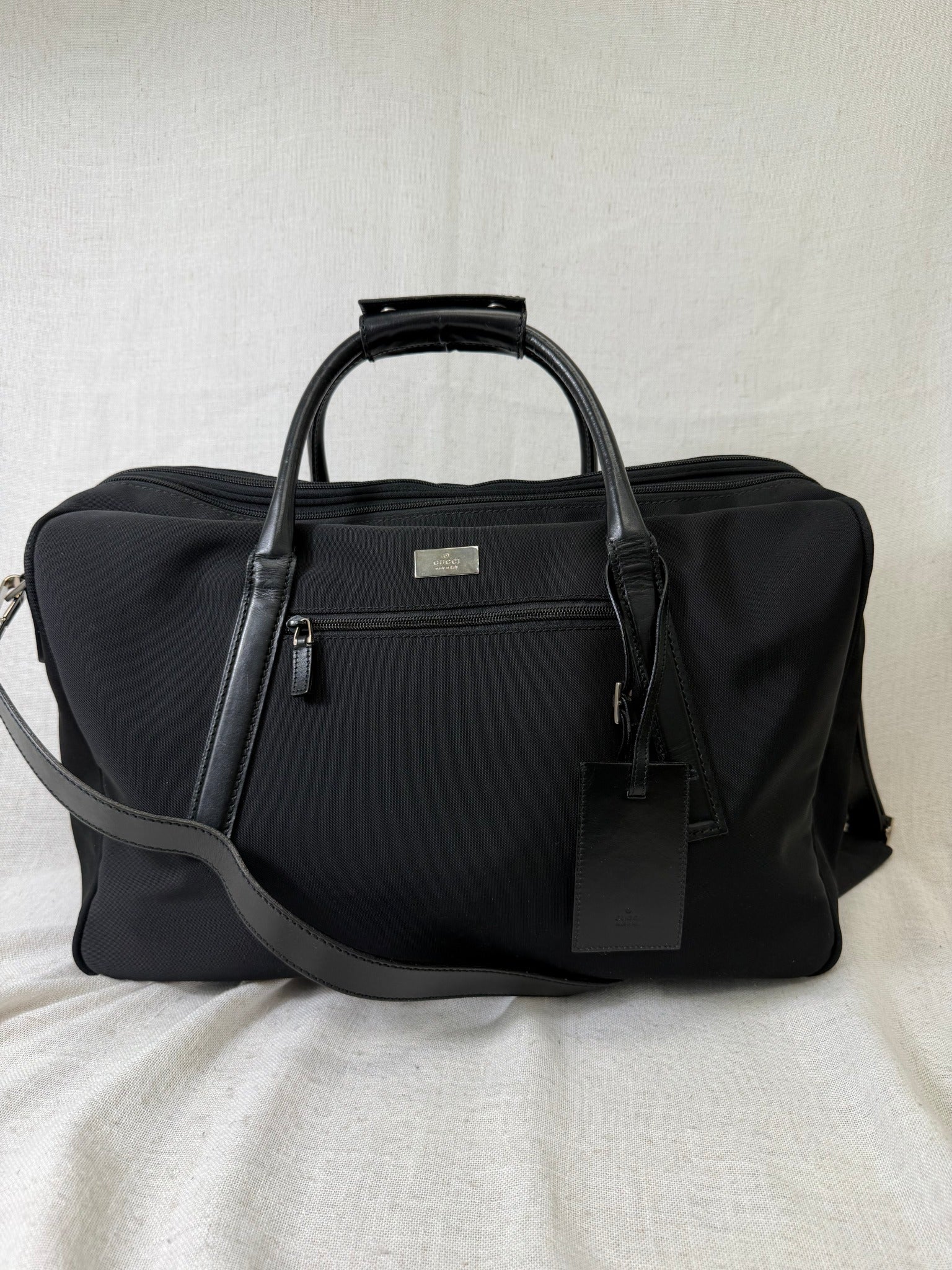 Gucci Black Nylon And Leather Duffle Bag