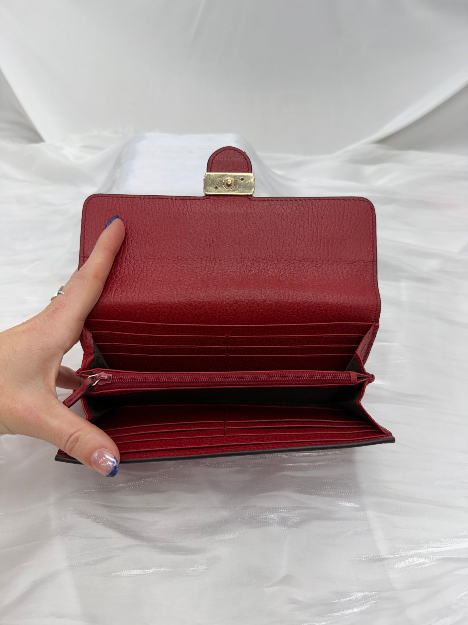 Gucci Red Leather Interlocking G Long Wallet