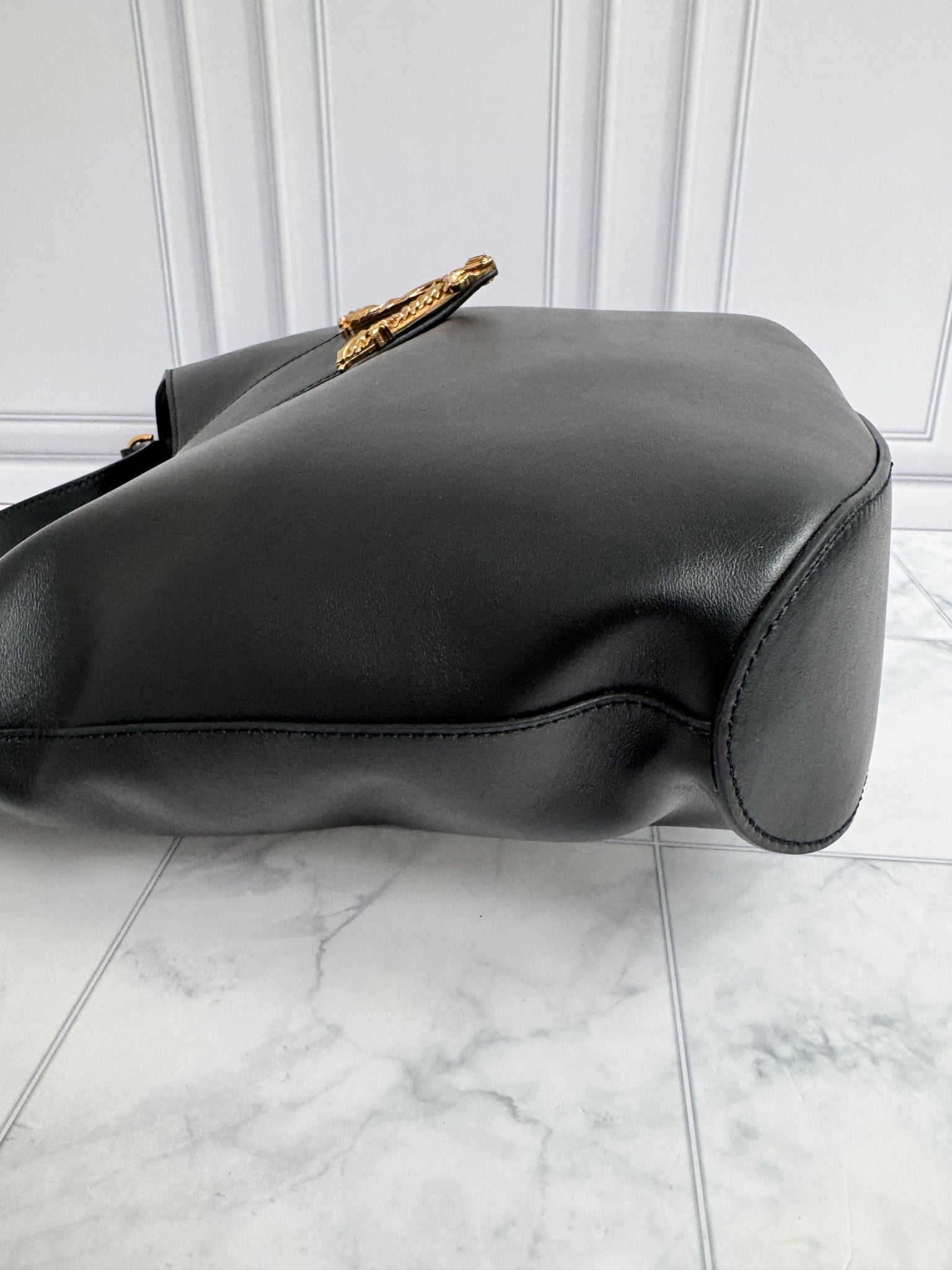 Versace Black Leather Hobo Bag