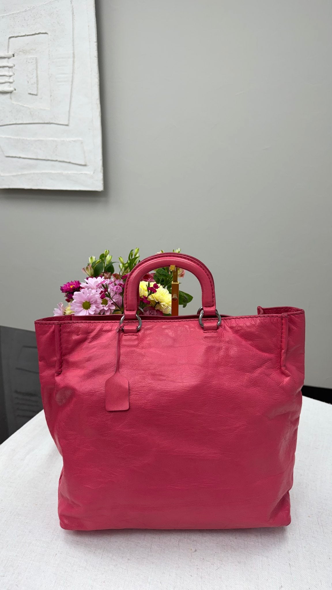Prada Hot Pink Leather Tote Bag