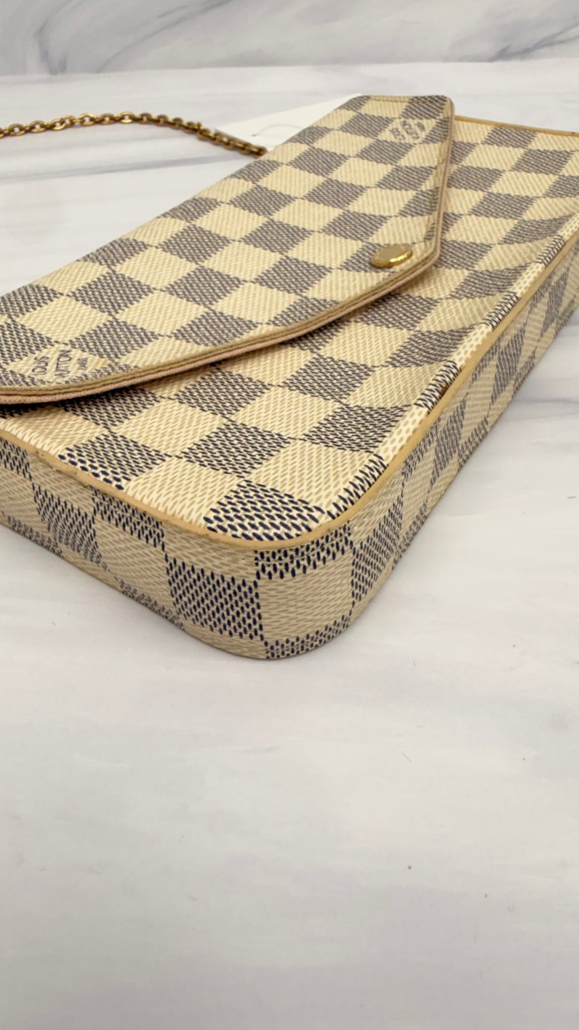 Louis Vuitton Damier Azur Pochette Felicie Chain Crossbody Bag