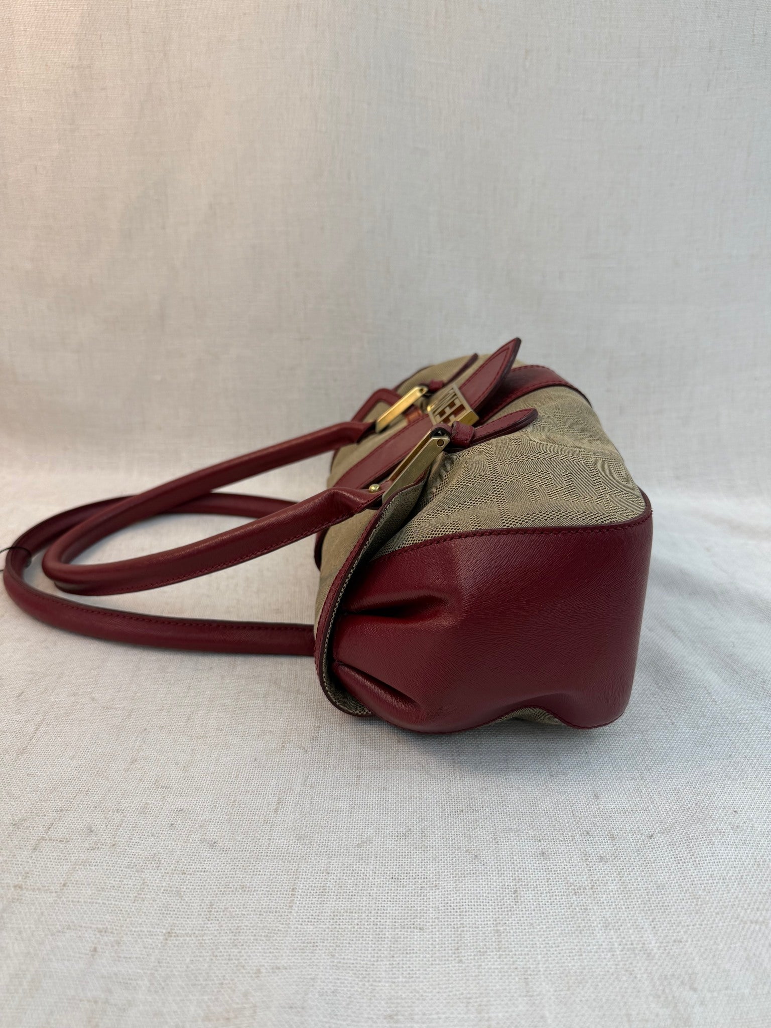 Fendi Tan Canvas Vintage Zucca FF Shoulder Bag