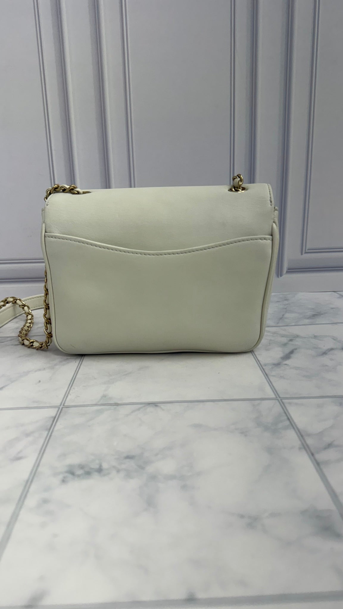 Chanel White Calfskin Leather Small Crossbody