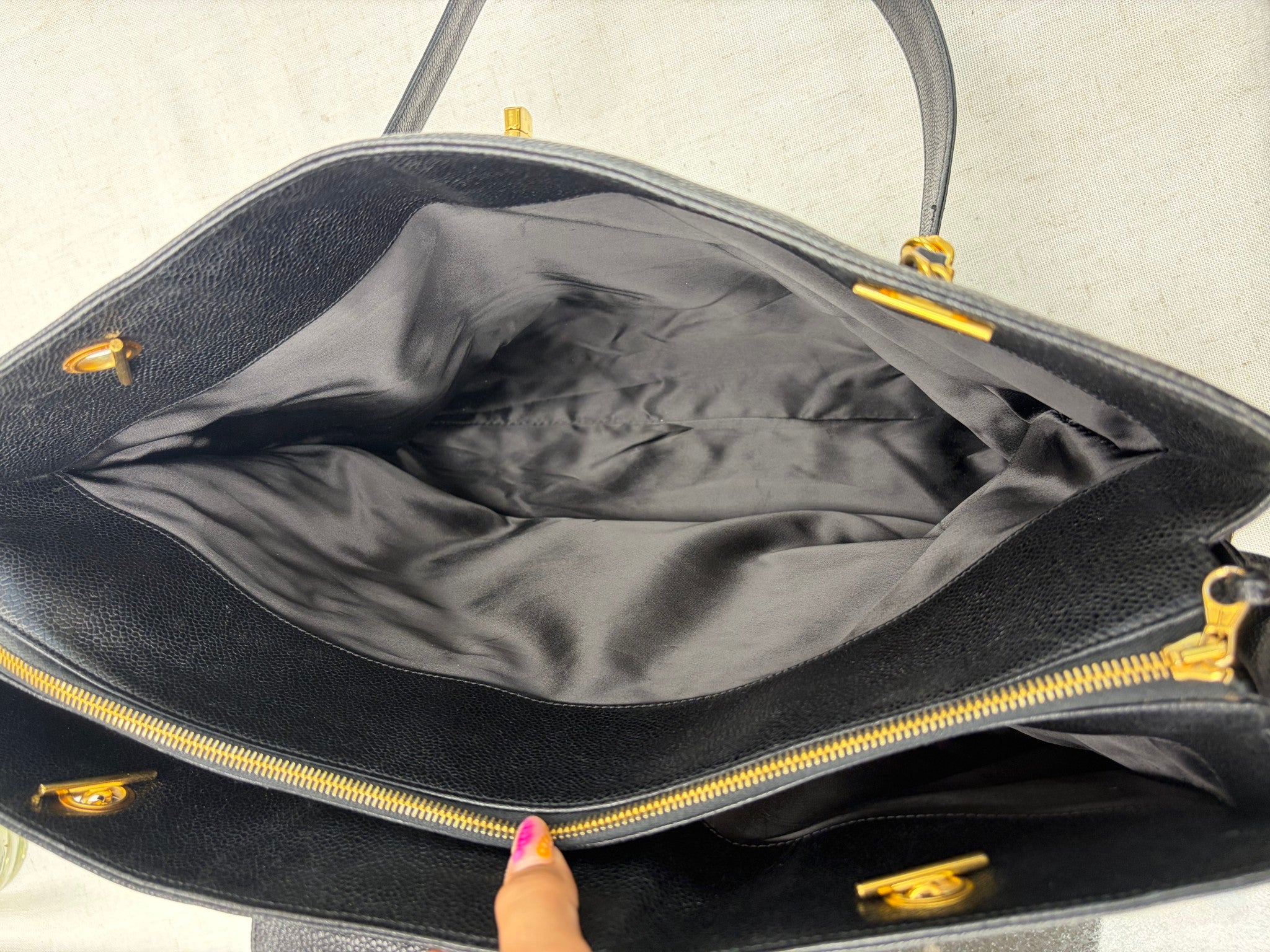 Chanel Black Caviar Supermodel Tote Bag