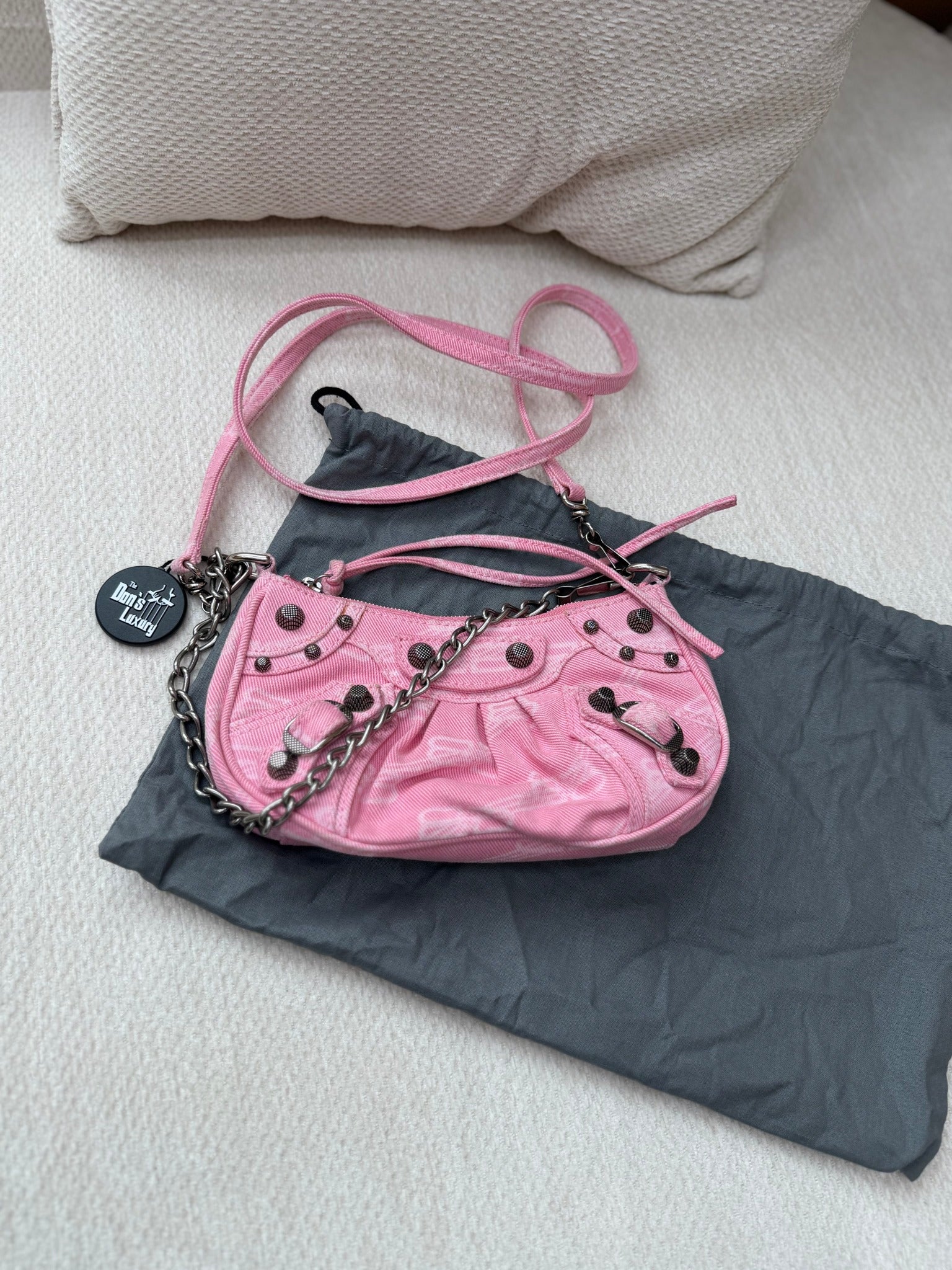 Balenciaga Pink Denim Le Cagole Shoulder Bag