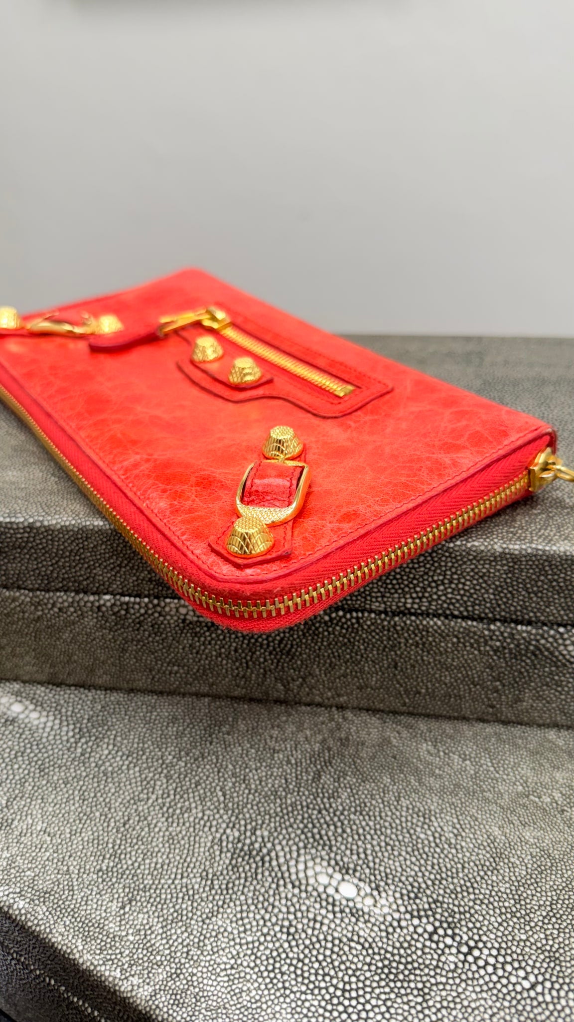 Balenciaga Red Leather Zippy Organizer