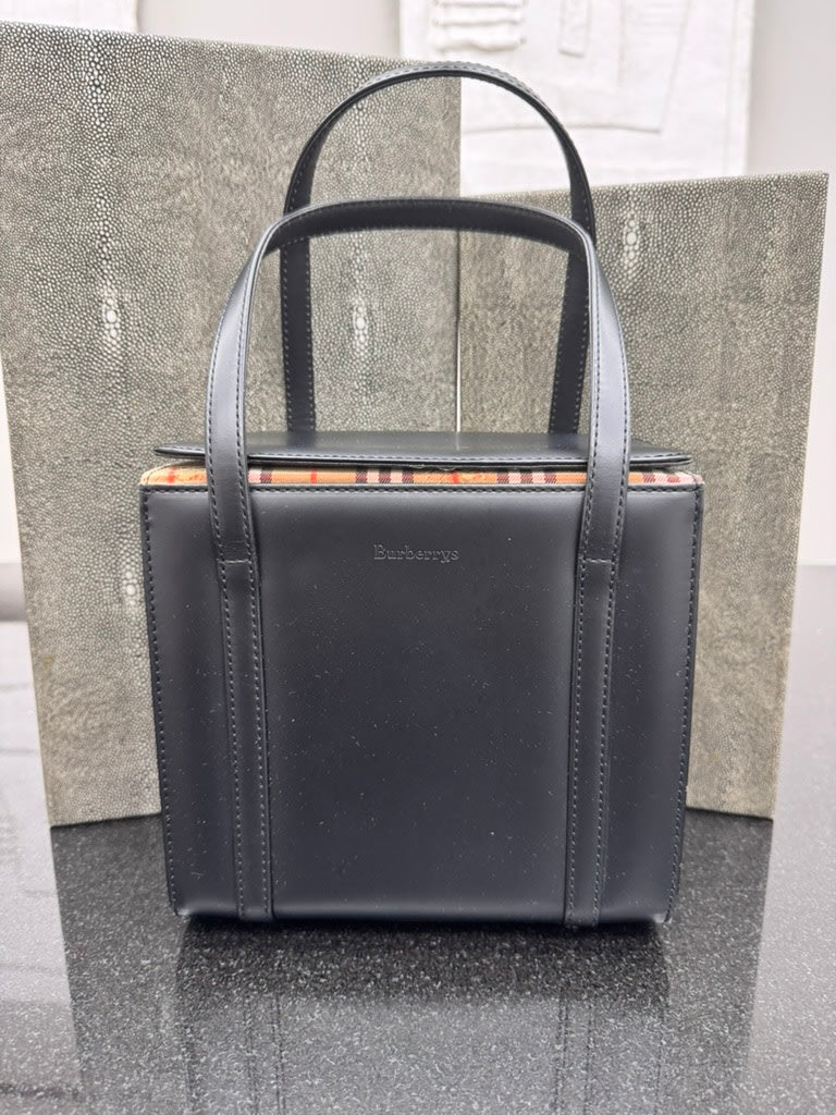 Burberry Black Leather Box Handbag