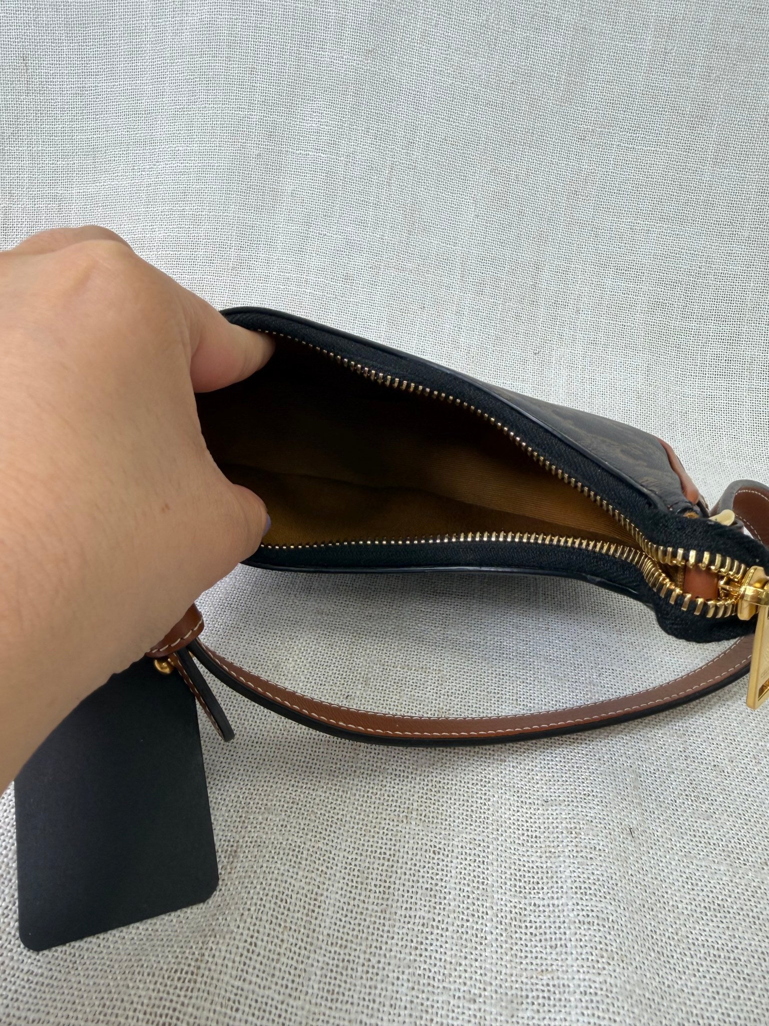 Celine Brown Coated Canvas Mini Ava Shoulder Bag